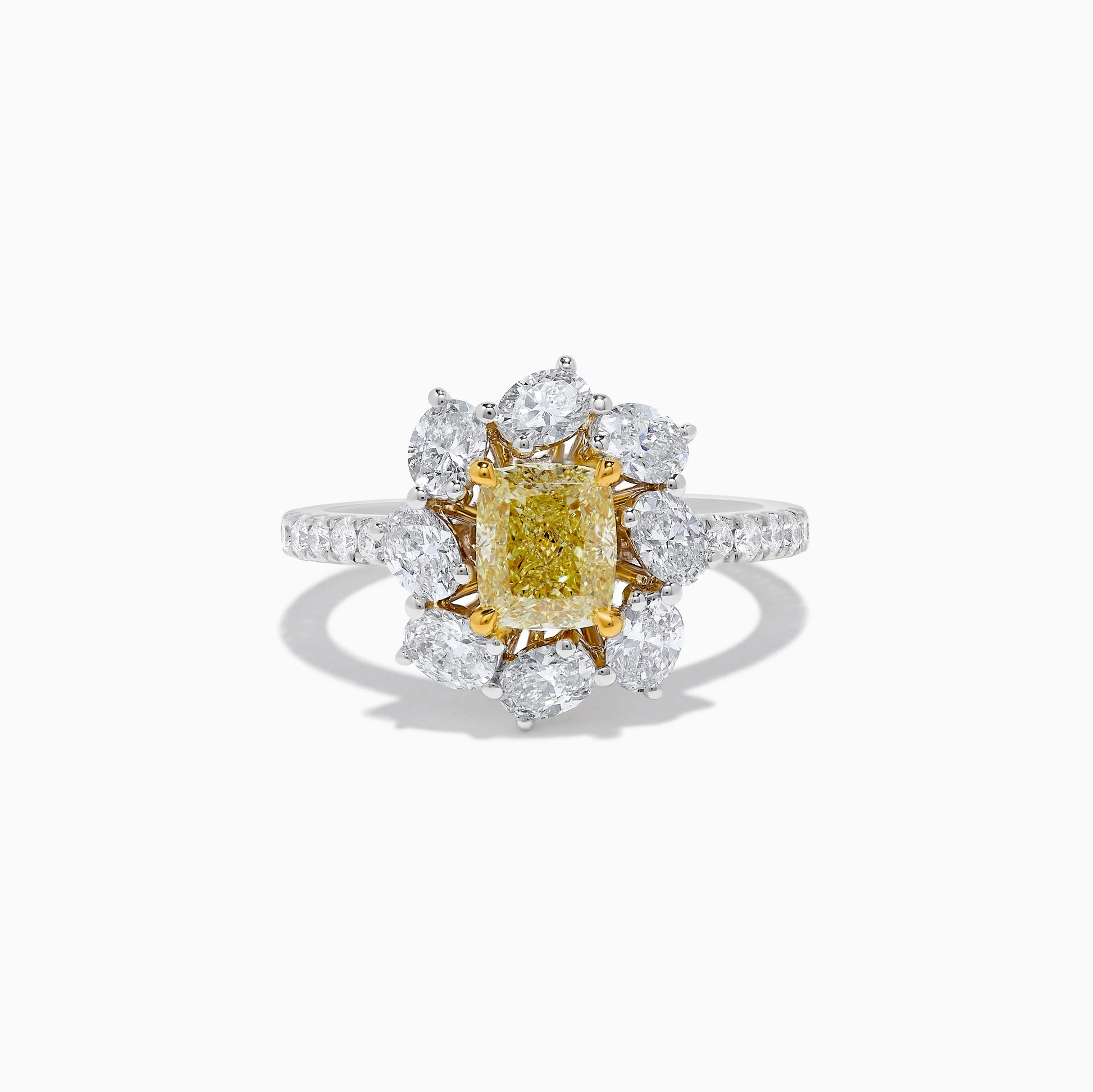 GIA Certified Natural Yellow Cushion Diamond 2.66 Carat TW Gold Cocktail Ring