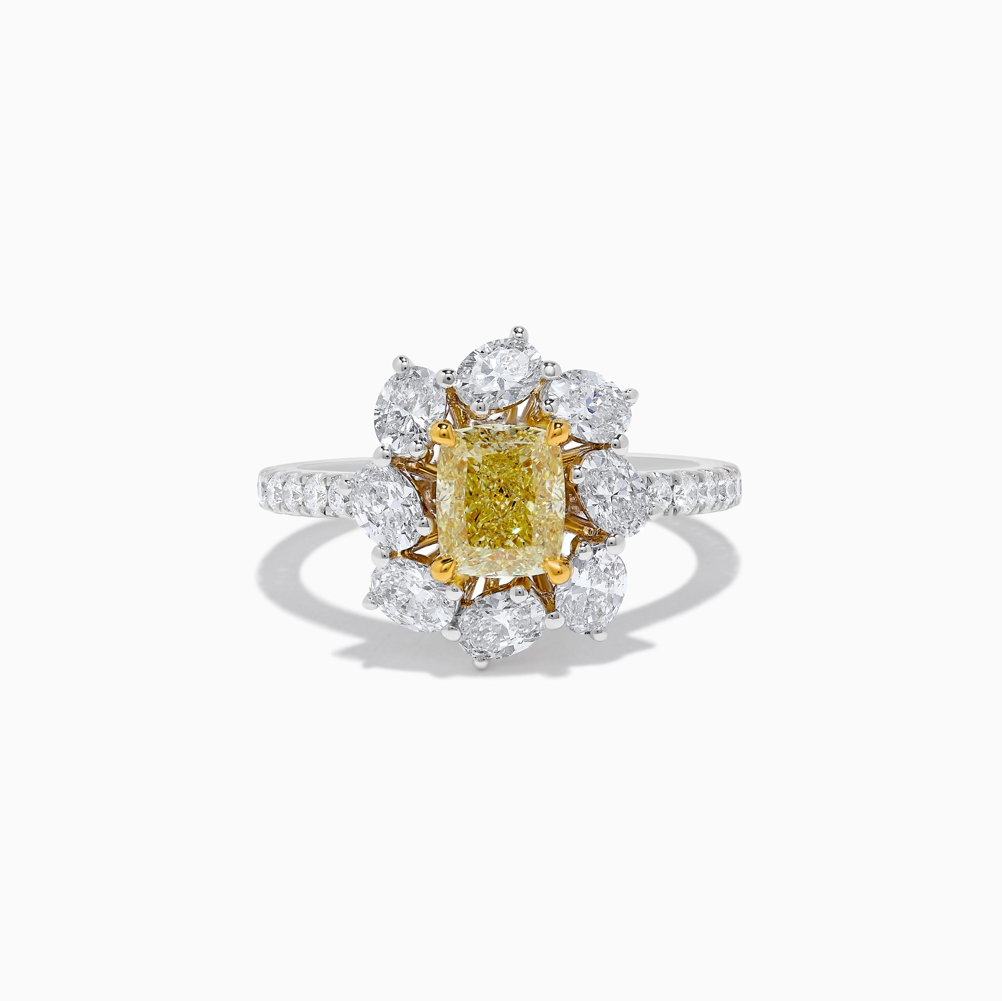 GIA Certified Natural Yellow Cushion Diamond 2.66 Carat TW Gold Cocktail Ring