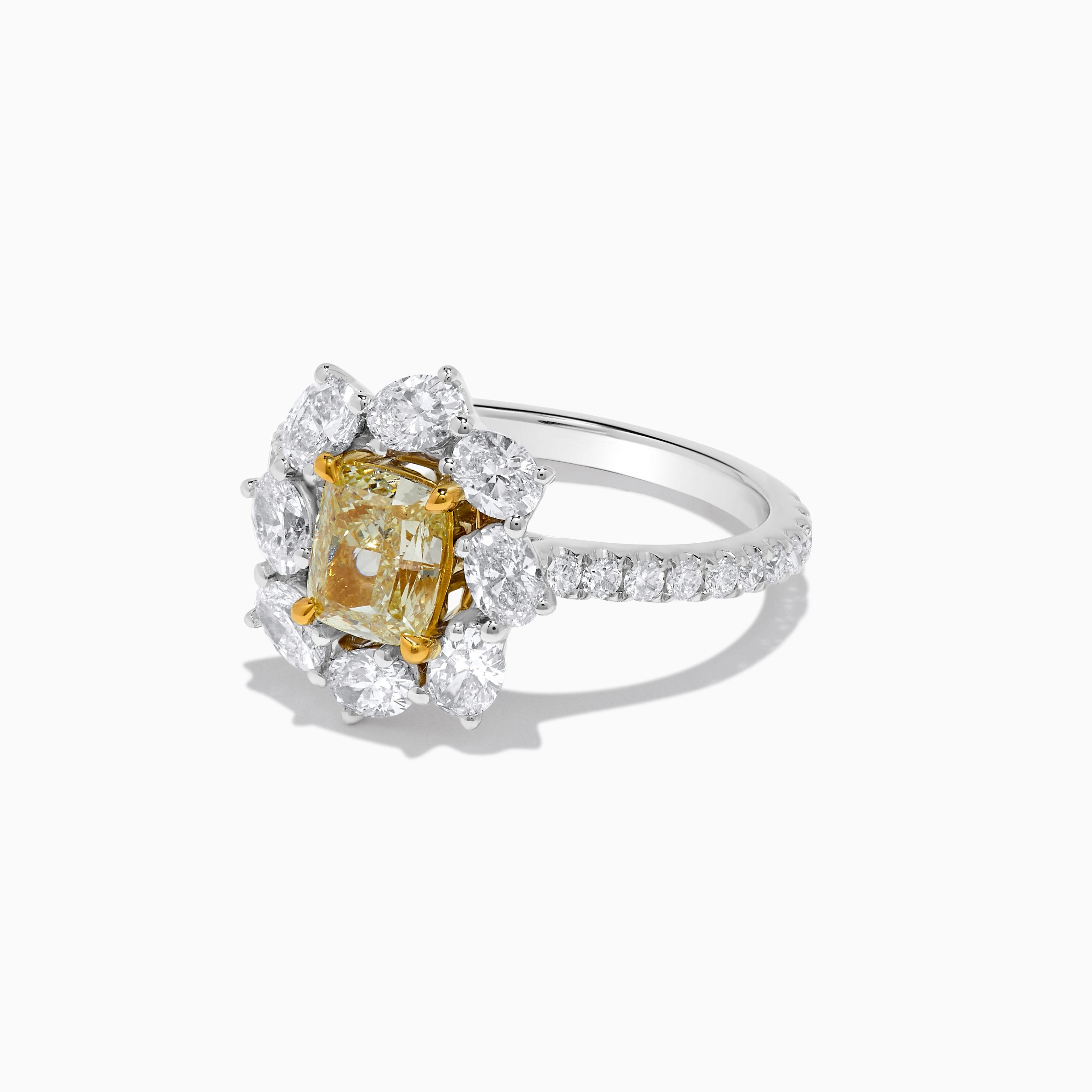 GIA Certified Natural Yellow Cushion Diamond 2.66 Carat TW Gold Cocktail Ring