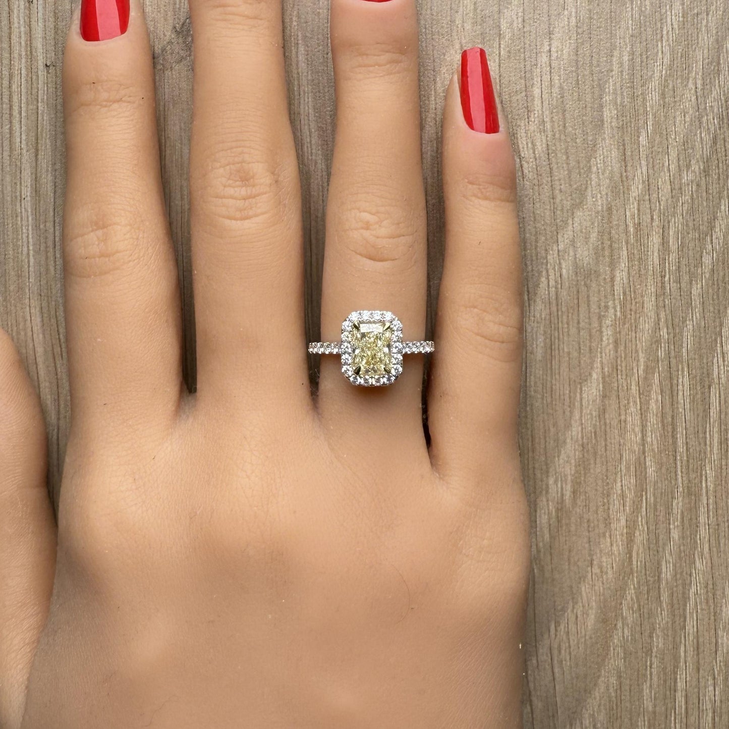 GIA Certified Natural Yellow Radiant Diamond 2.22 Carat TW Gold Cocktail Ring