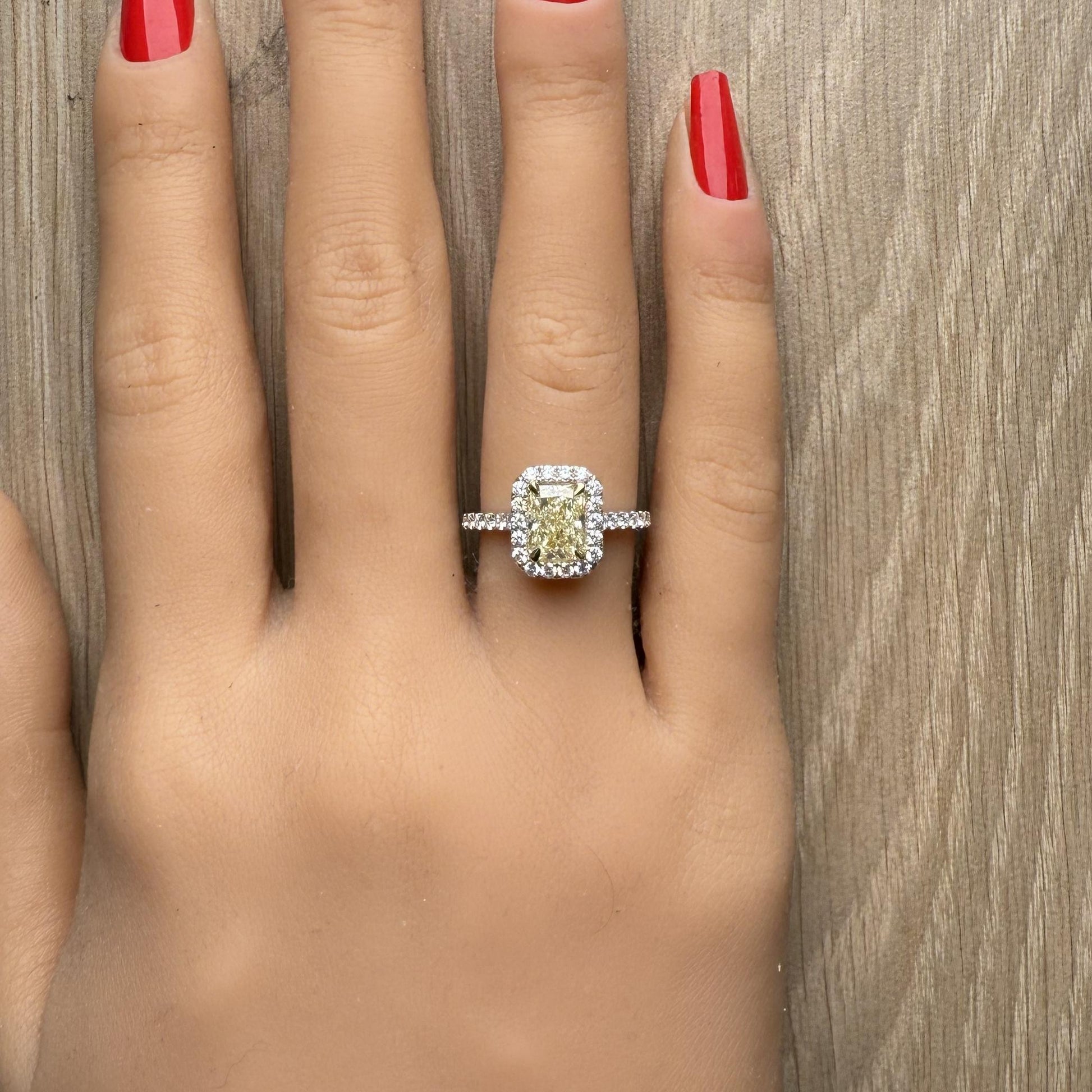 GIA Certified Natural Yellow Radiant Diamond 2.22 Carat TW Gold Cocktail Ring