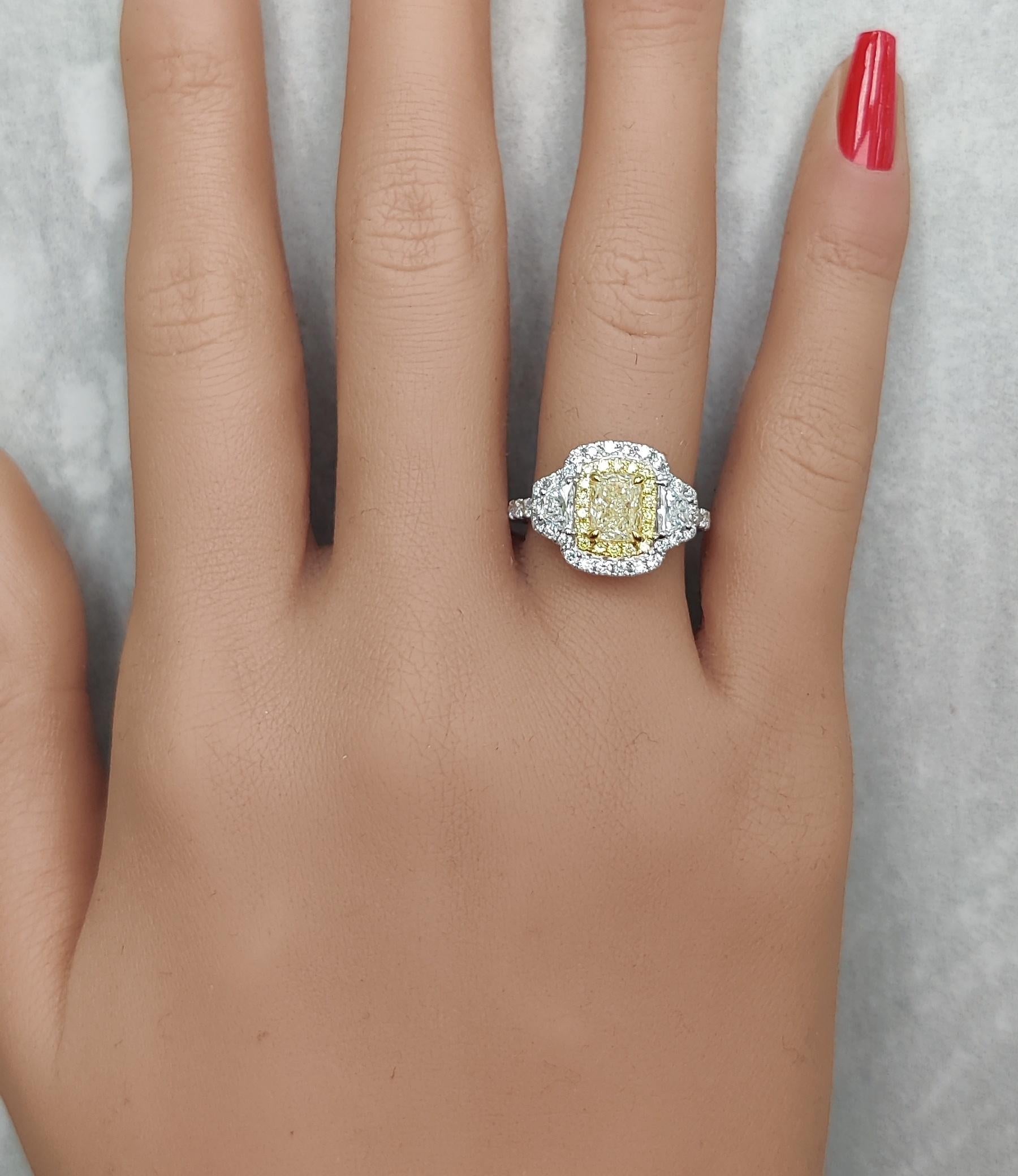 GIA Certified Natural Yellow Cushion Diamond 2.11 Carat TW Gold Cocktail Ring