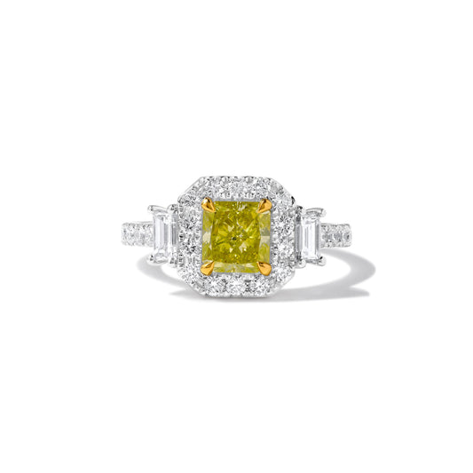 GIA Certified Natural Yellow Radiant Diamond 2.65 Carat TW Gold Cocktail Ring