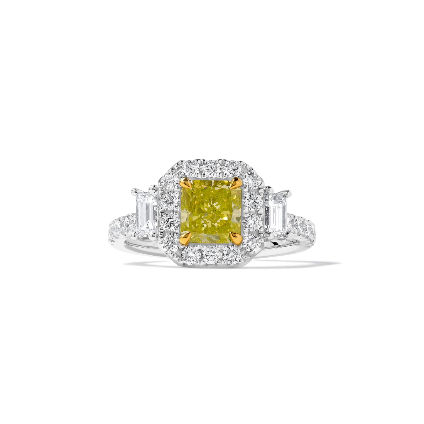 GIA Certified Natural Yellow Radiant Diamond 2.65 Carat TW Gold Cocktail Ring