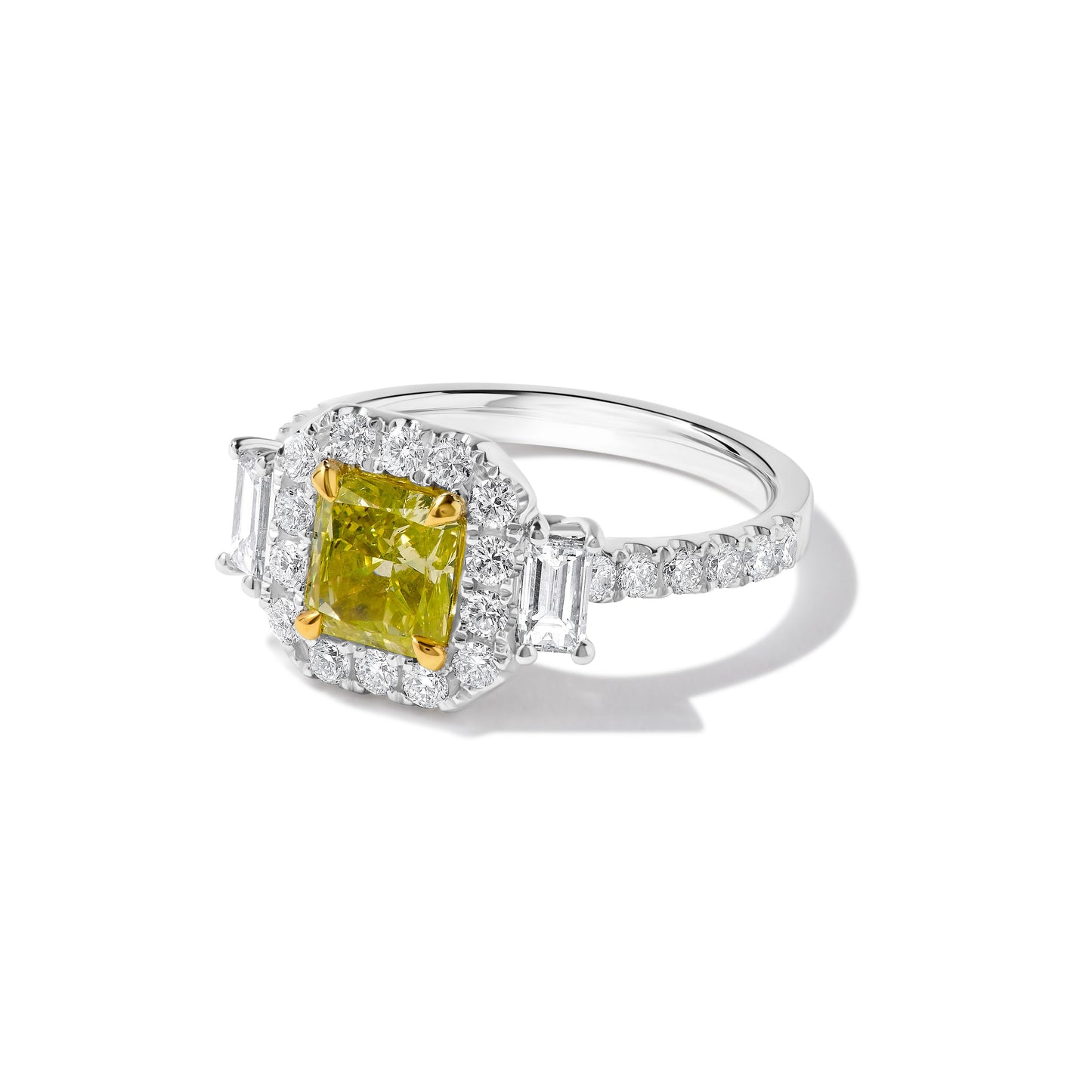 GIA Certified Natural Yellow Radiant Diamond 2.65 Carat TW Gold Cocktail Ring
