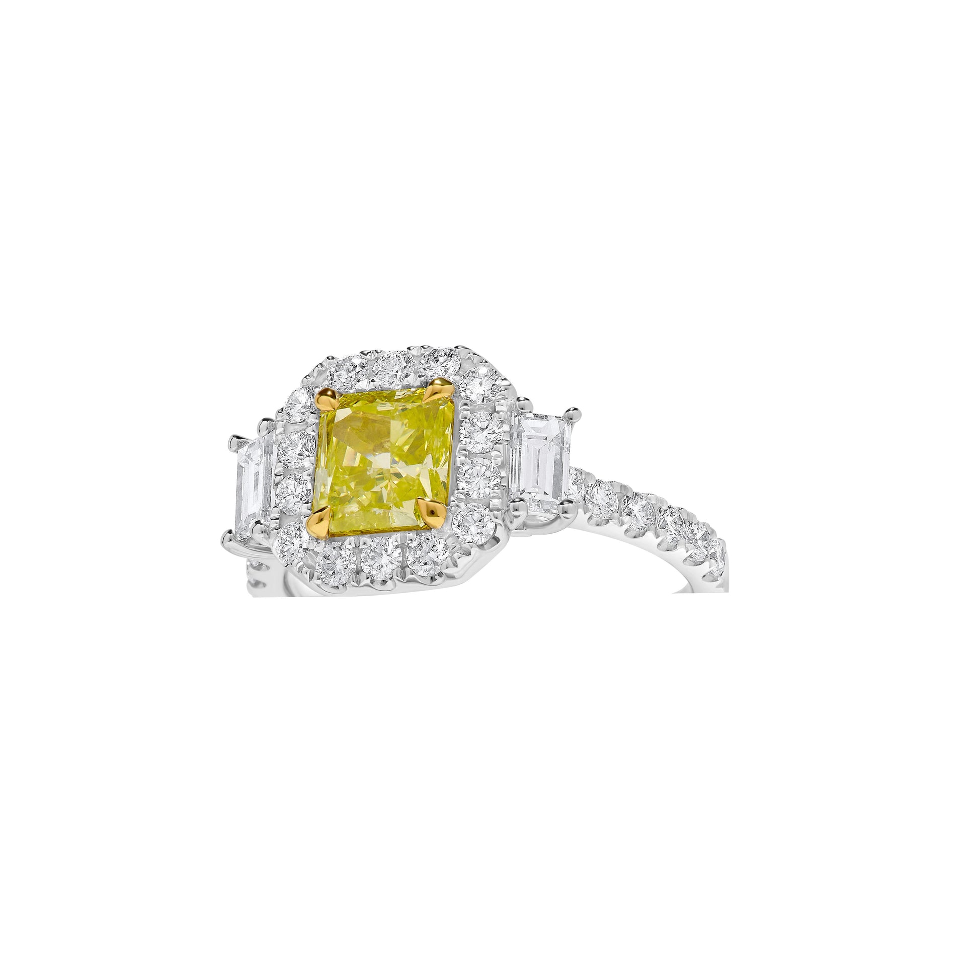 GIA Certified Natural Yellow Radiant Diamond 2.65 Carat TW Gold Cocktail Ring