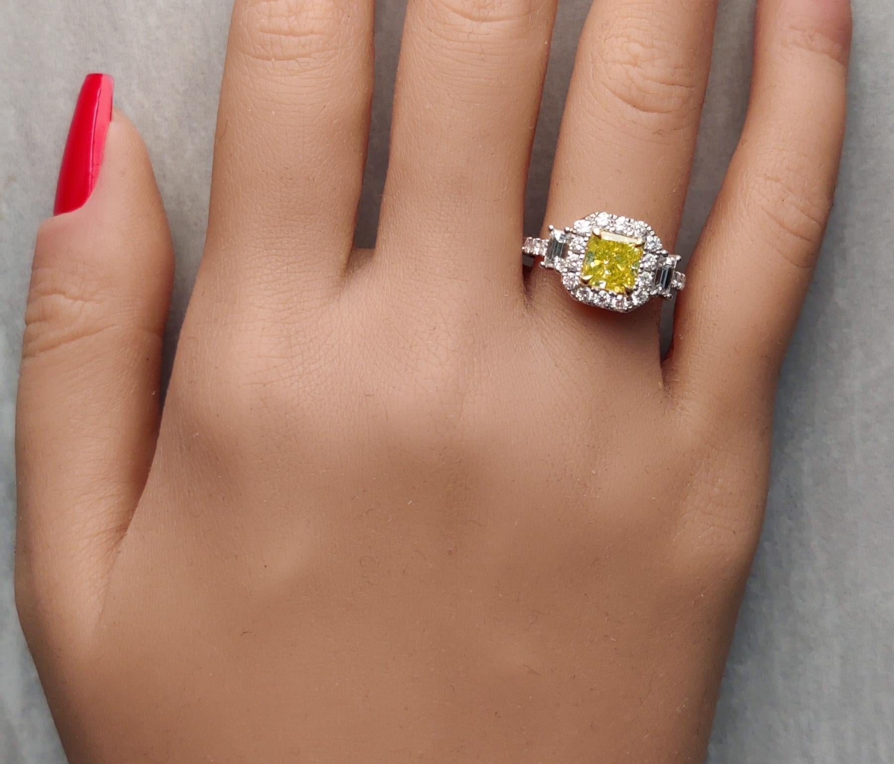 GIA Certified Natural Yellow Radiant Diamond 2.65 Carat TW Gold Cocktail Ring