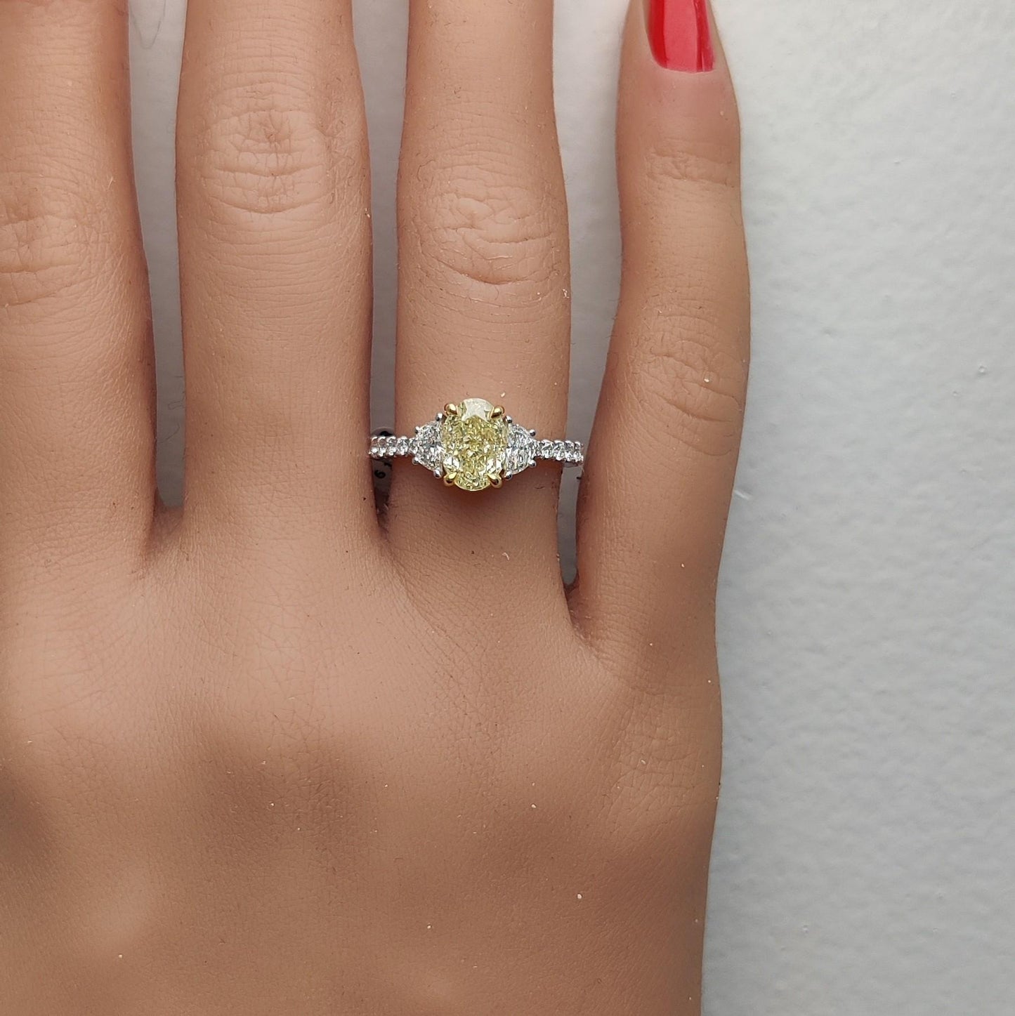 GIA Certified Natural Yellow Oval Diamond 2.42 Carat TW Gold Cocktail Ring