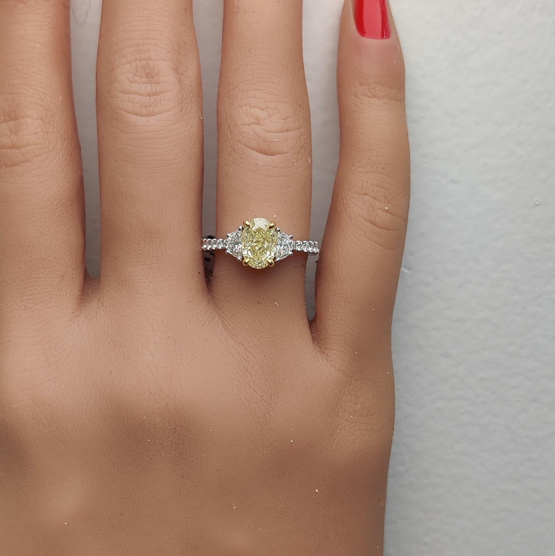 GIA Certified Natural Yellow Oval Diamond 2.42 Carat TW Gold Cocktail Ring