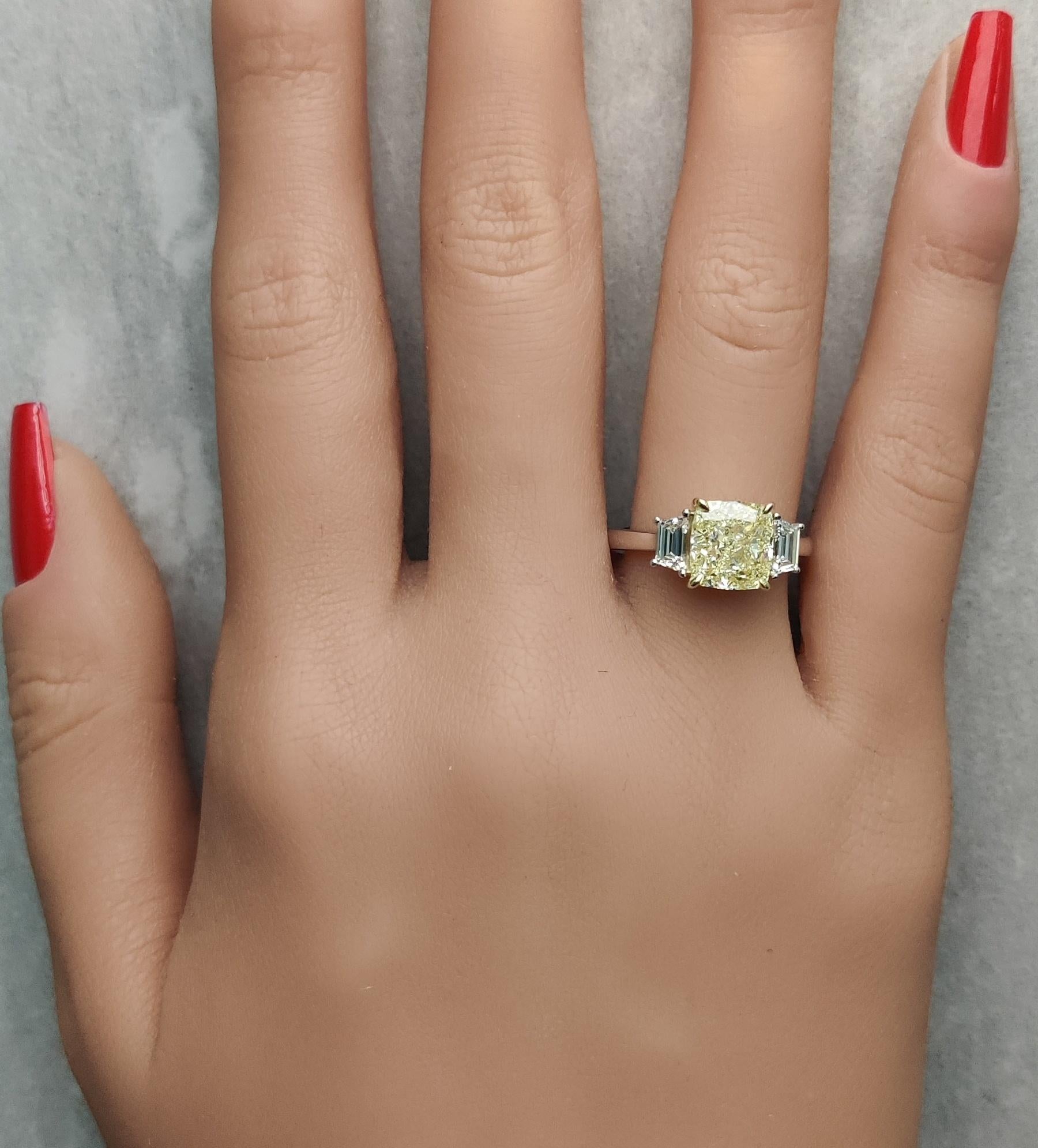 GIA Certified Internally Flawless Cushion Diamond 3.59 Carat TW Cocktail Ring