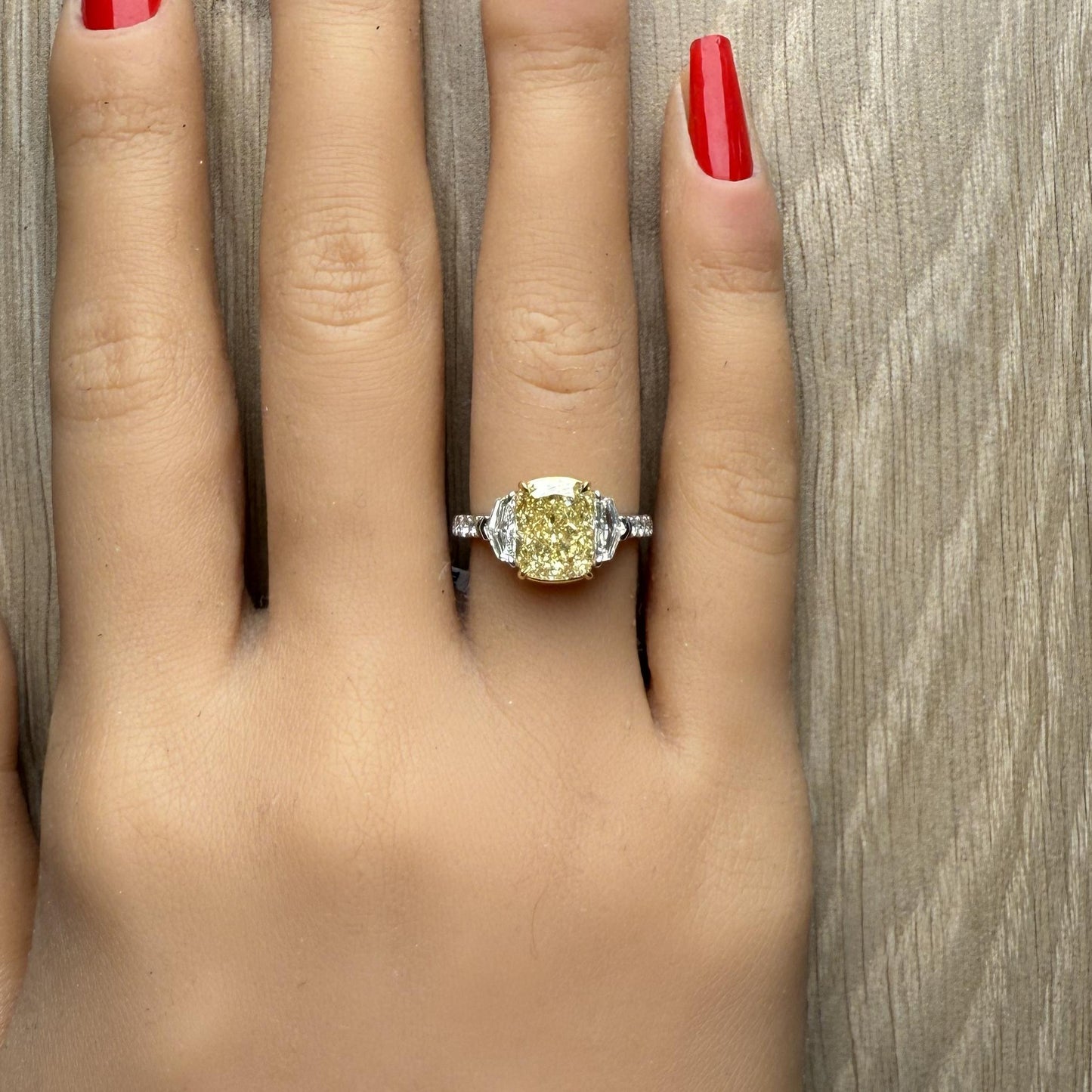 GIA Certified Fancy Brownish Yellow Cushion Diamond 3.99 Carat TW Cocktail Ring