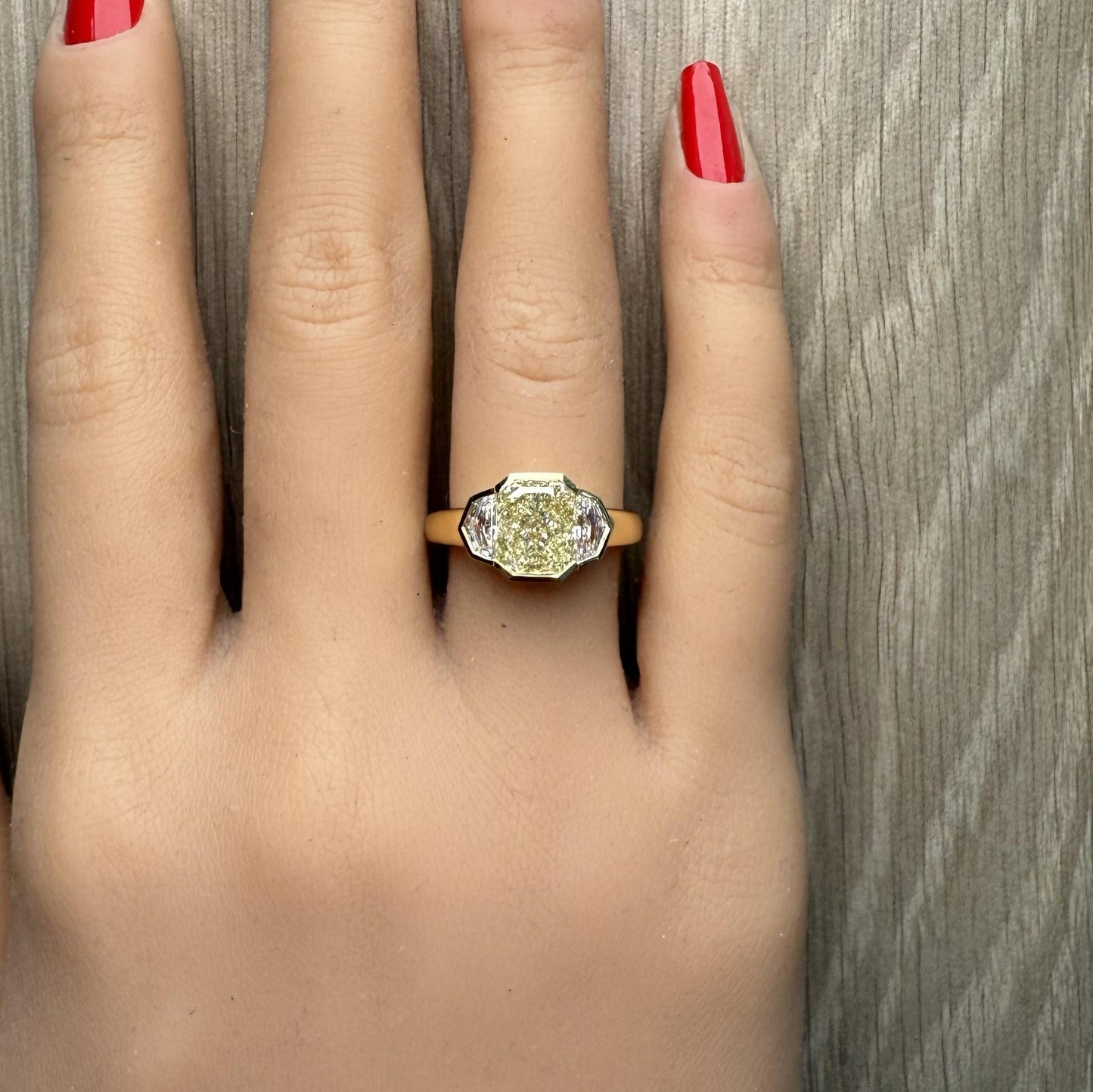 GIA Certified Natural Light Yellow Radiant Diamond 3.53 Carat TW Gold Ring