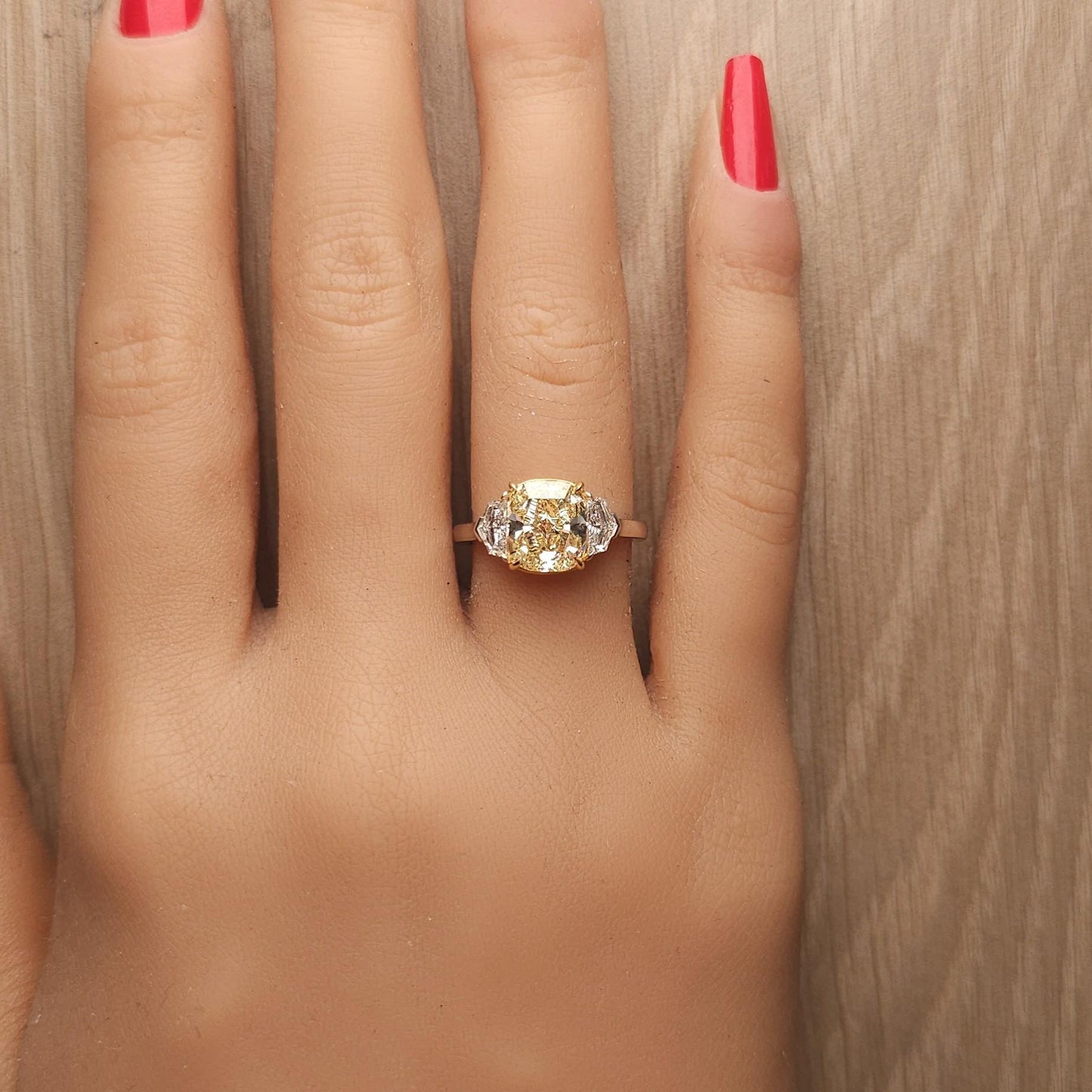 GIA Certified Fancy Light Yellow Cushion Diamond 3.66 Carat TW Platinum Ring