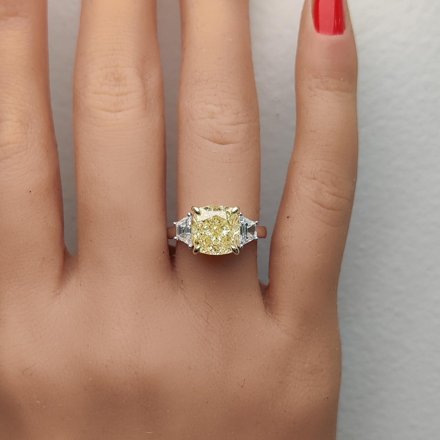 GIA Certified Natural Yellow Cushion Diamond 5.59 Carat TW Gold Cocktail Ring