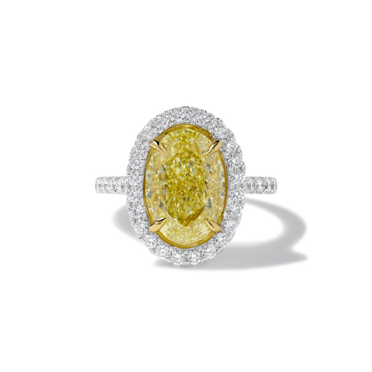 GIA Certified Natural Yellow Oval Diamond 5.78 Carat TW Gold Cocktail Ring