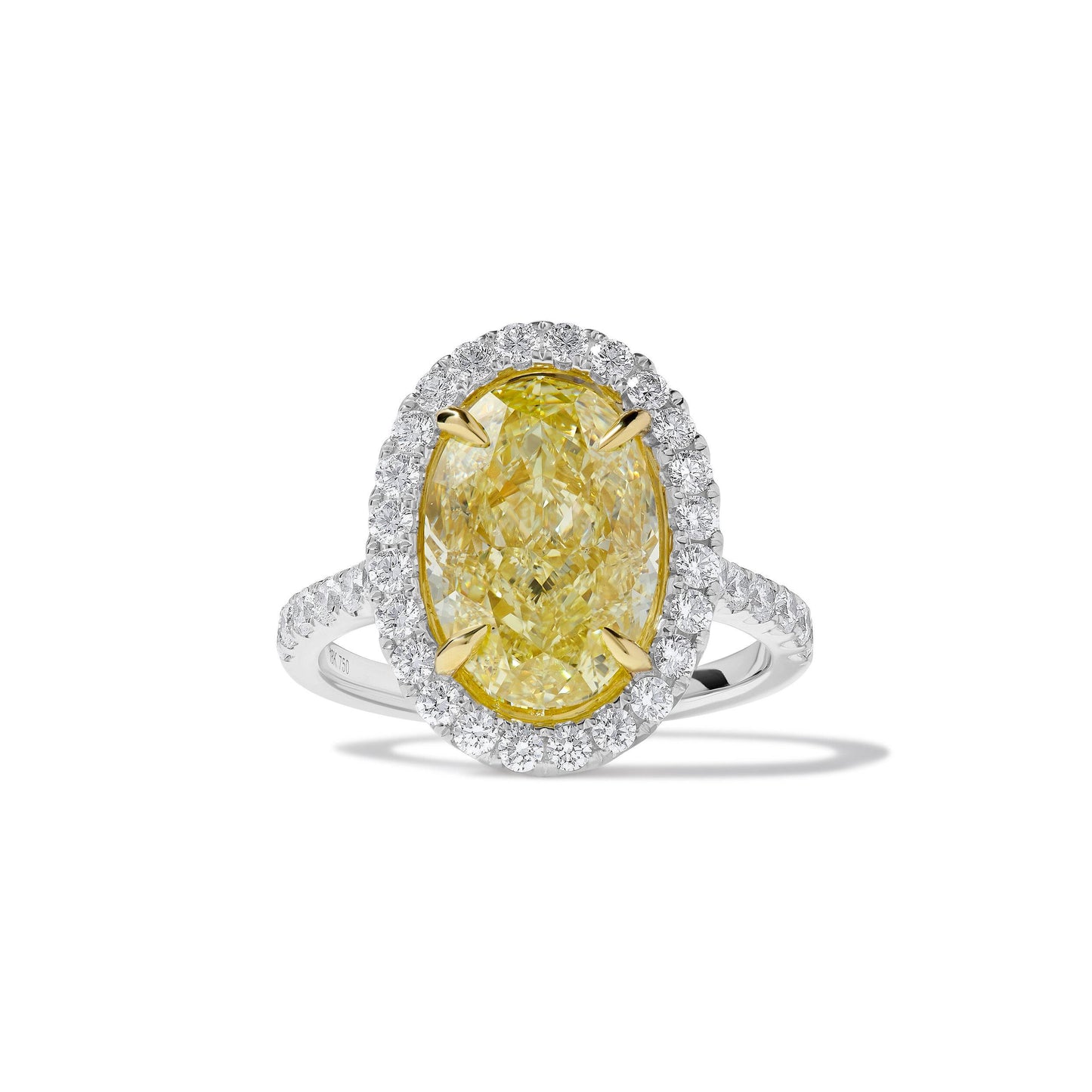 GIA Certified Natural Yellow Oval Diamond 5.78 Carat TW Gold Cocktail Ring