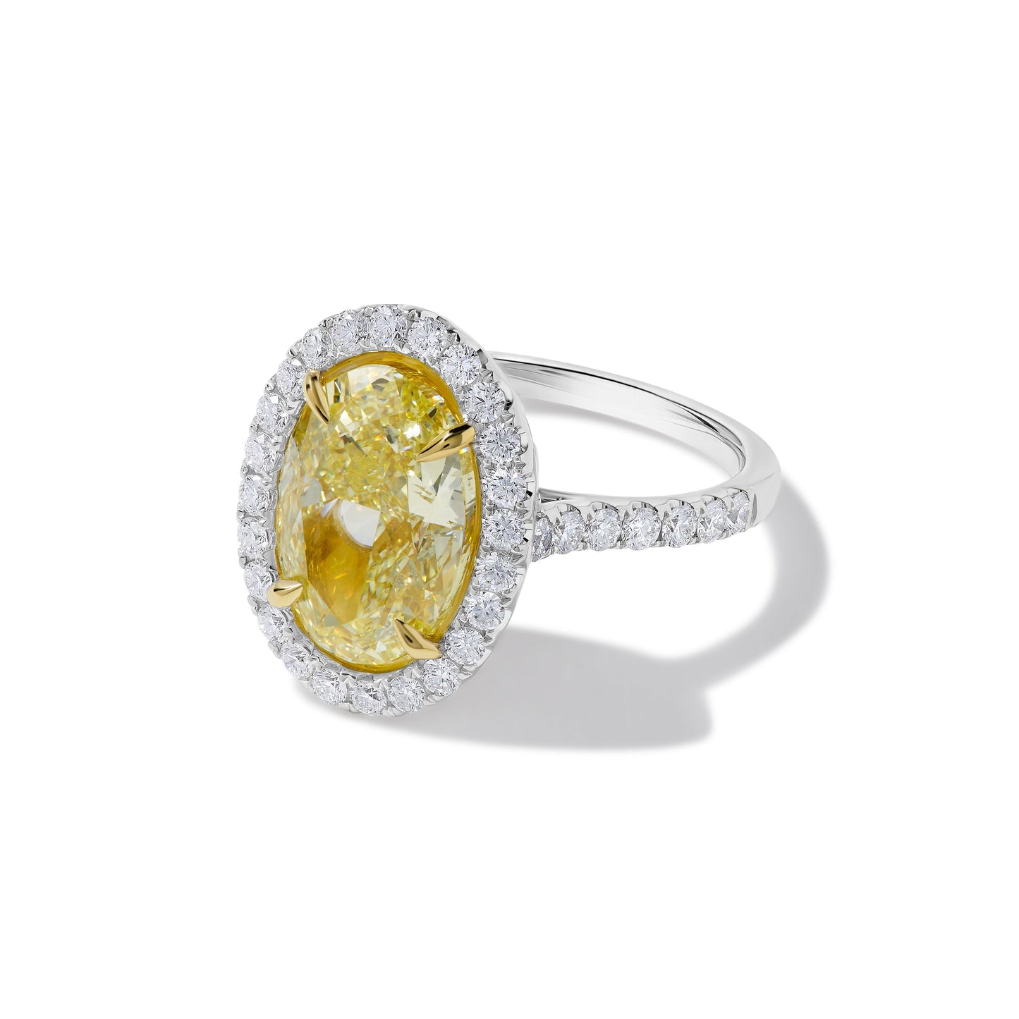 GIA Certified Natural Yellow Oval Diamond 5.78 Carat TW Gold Cocktail Ring