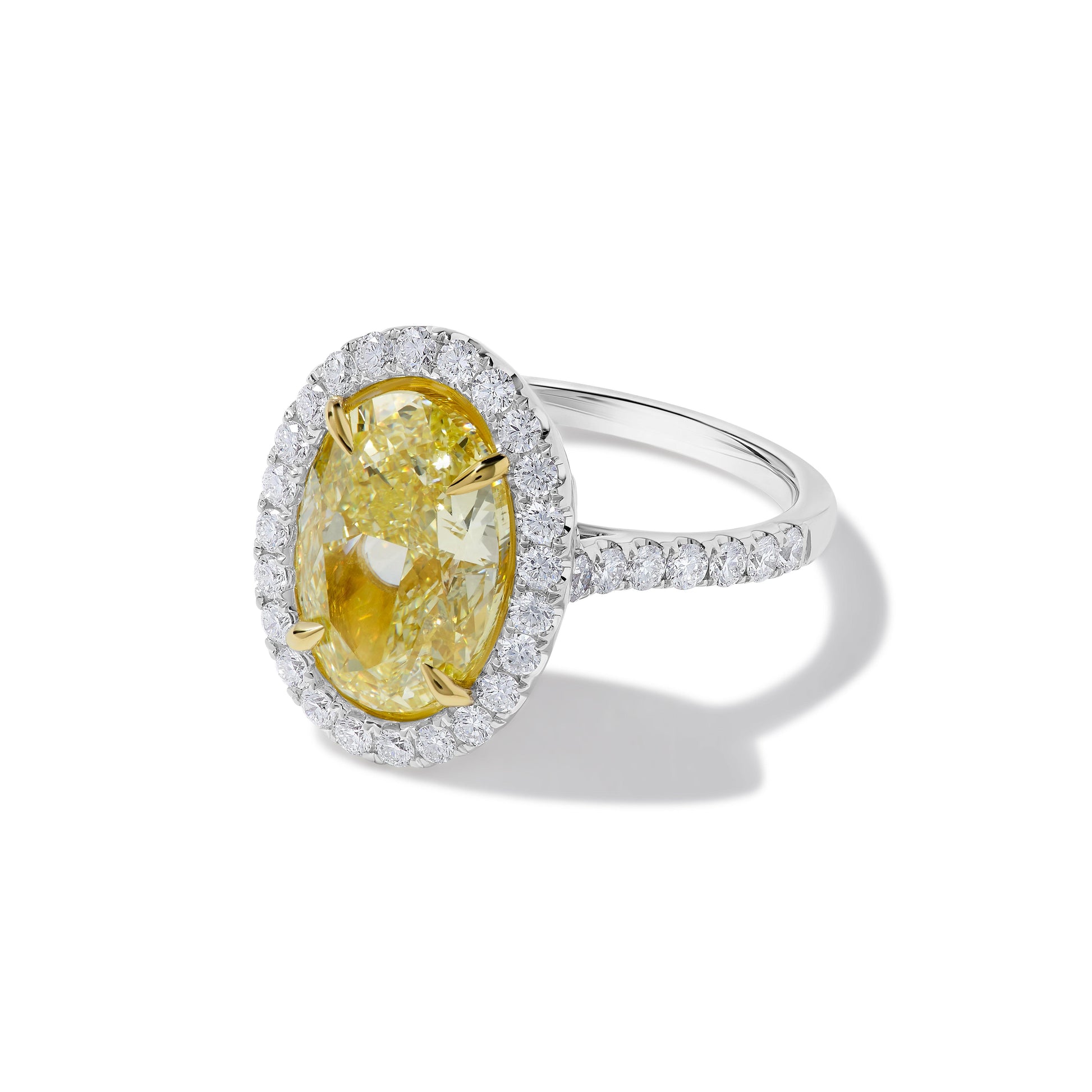 GIA Certified Natural Yellow Oval Diamond 5.78 Carat TW Gold Cocktail Ring