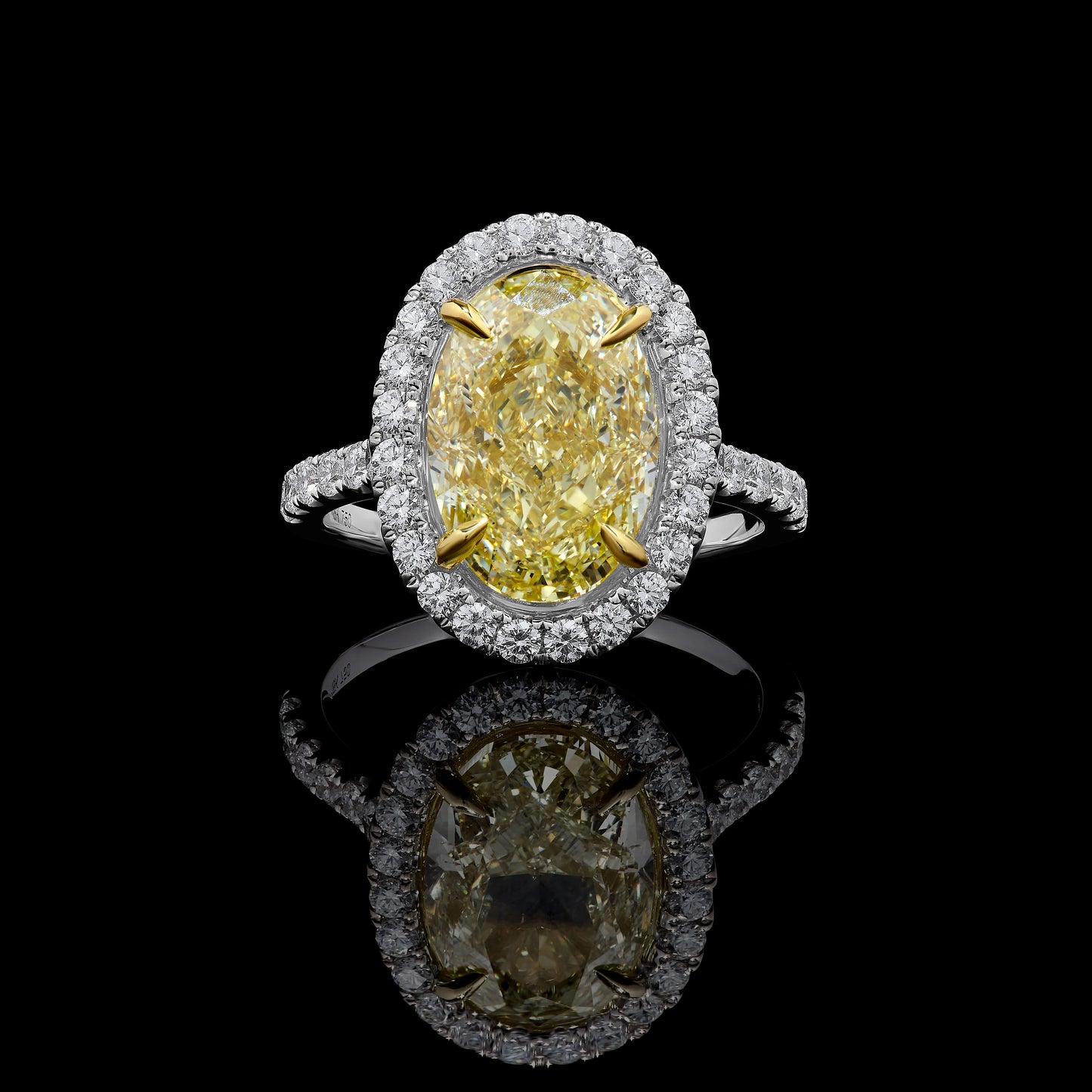 GIA Certified Natural Yellow Oval Diamond 5.78 Carat TW Gold Cocktail Ring