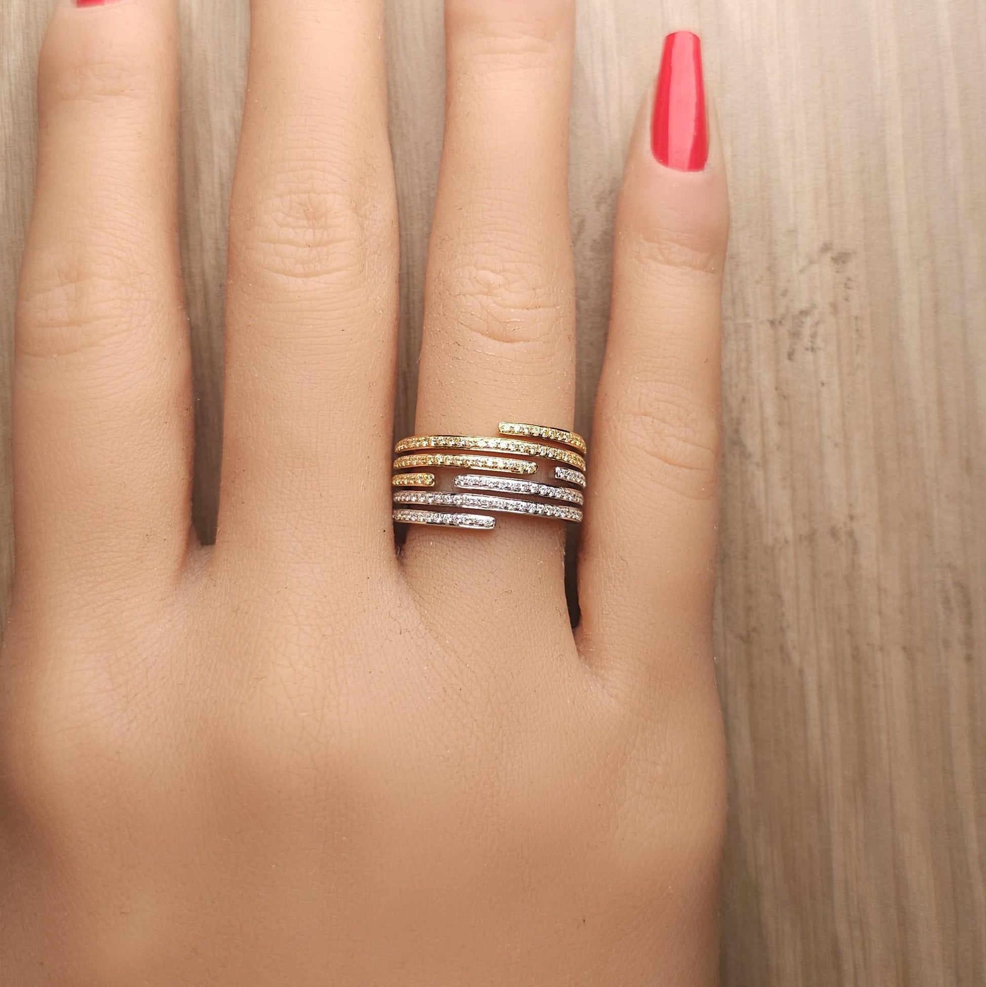 Natural Yellow Round and White Diamond .49 Carat TW Gold Cocktail Band