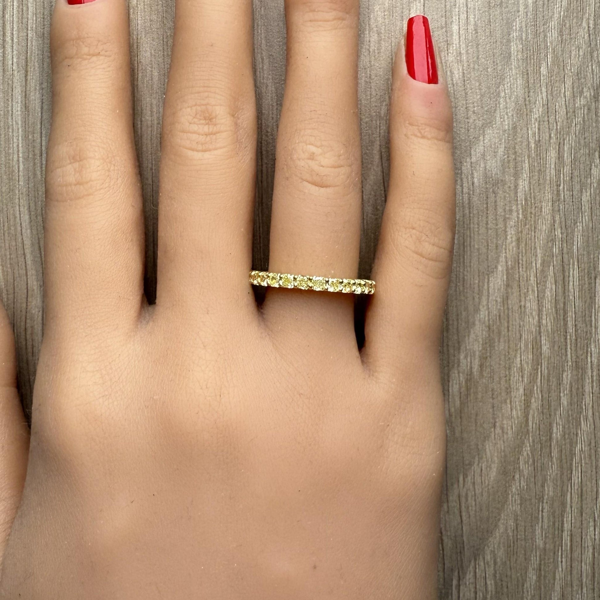 Natural Yellow Radiant Diamond 2.17 Carat TW Gold Wedding Band