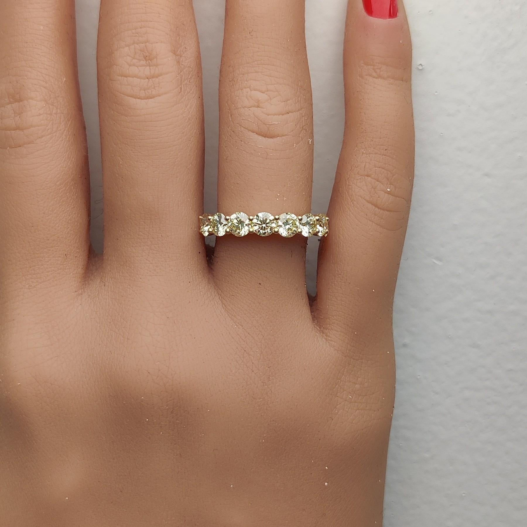 Natural Yellow Round Diamond 2.02 Carat TW Yellow Gold Wedding Band