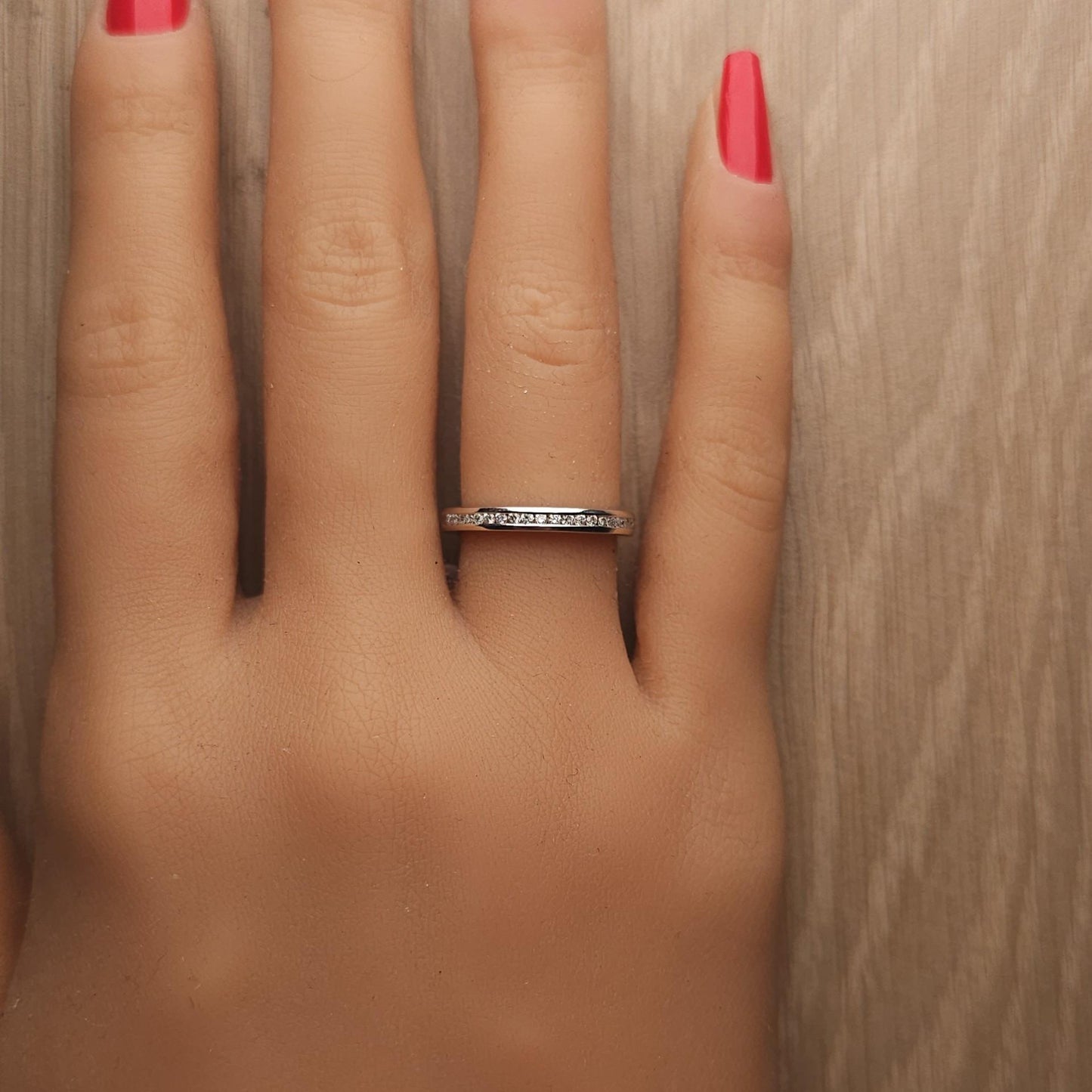 Natural White Round Diamond 0.19 Carat TW White Gold Wedding Band