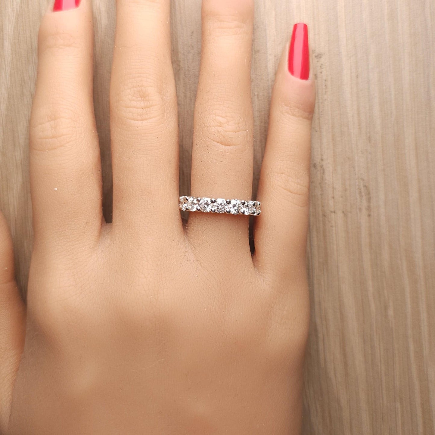 Natural White Round Diamond 3.60 Carat TW White Gold Eternity Band
