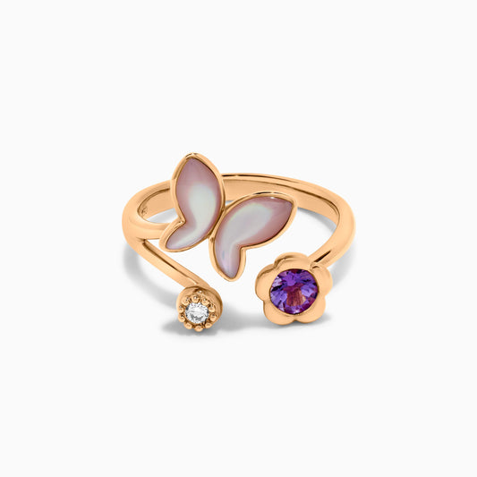 Natural Amethyst and White Diamond .32 Carat TW Rose Gold Fashion Ring