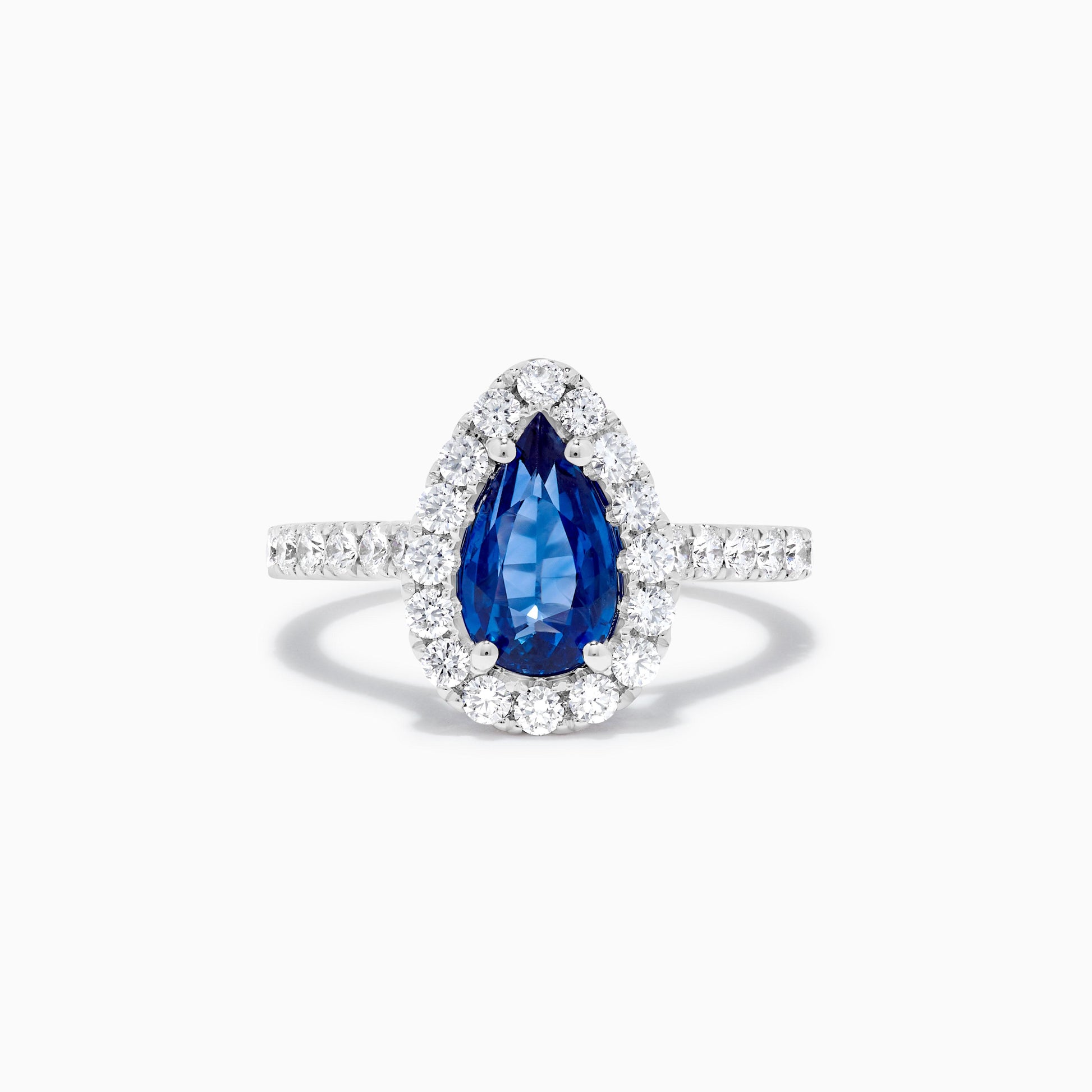 Natural Blue Pear Sapphire and White Diamond 2.58 Carat TW Gold Cocktail Ring