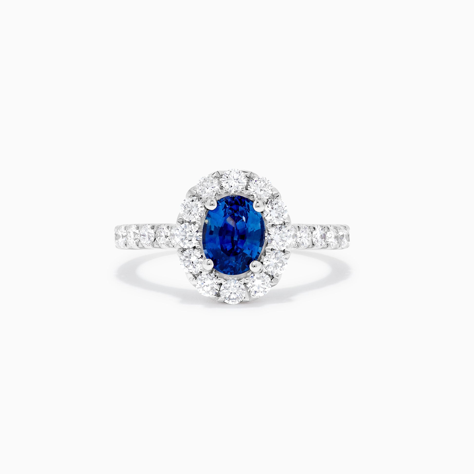 Natural Blue Oval Sapphire and White Diamond 2.02 Carat TW Gold Cocktail Ring