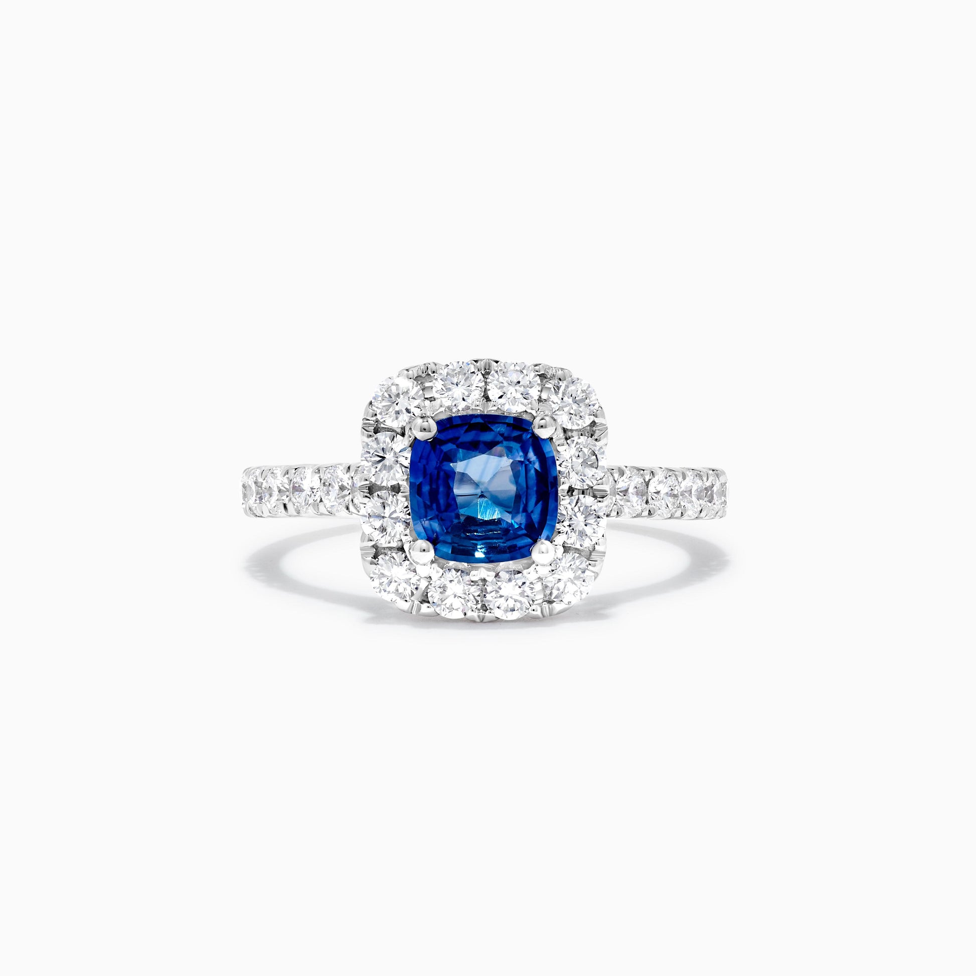 Natural Blue Cushion Sapphire and White Diamond 1.99 Carat TW Gold Cocktail Ring