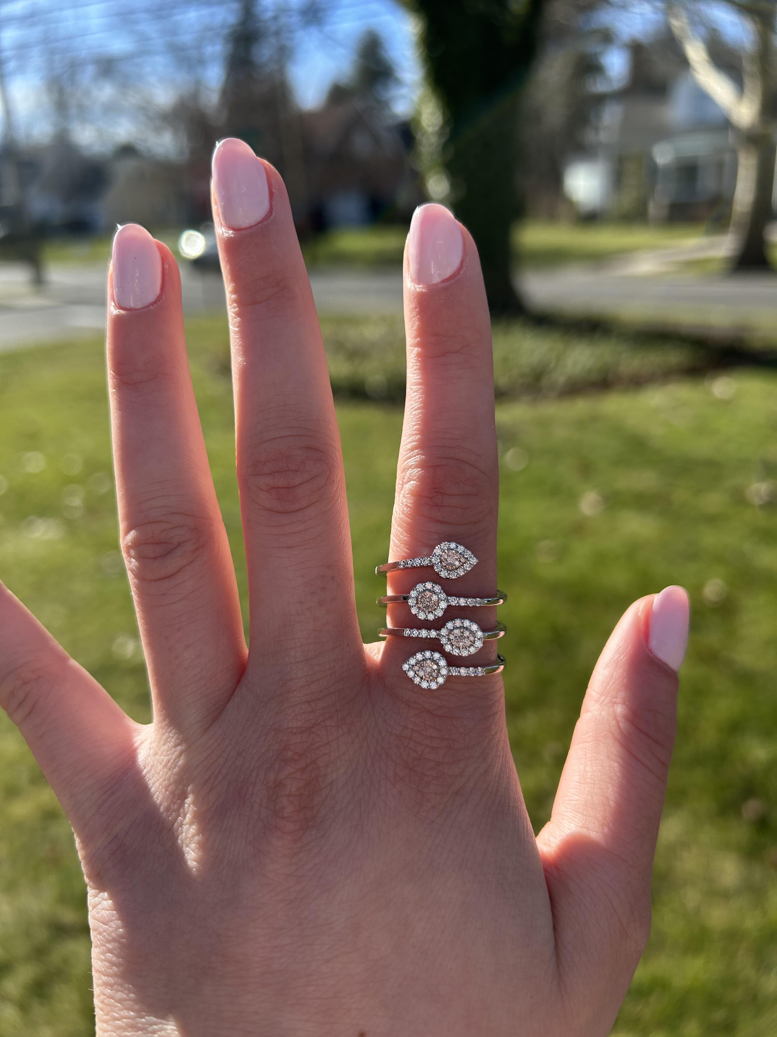 Natural Pink Round Diamond .65 Carat TW Rose Gold Cocktail Ring