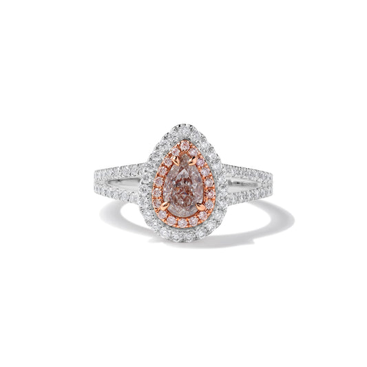 GIA Certified Natural Pink Pear Diamond 1.17 Carat TW Gold Cocktail Ring
