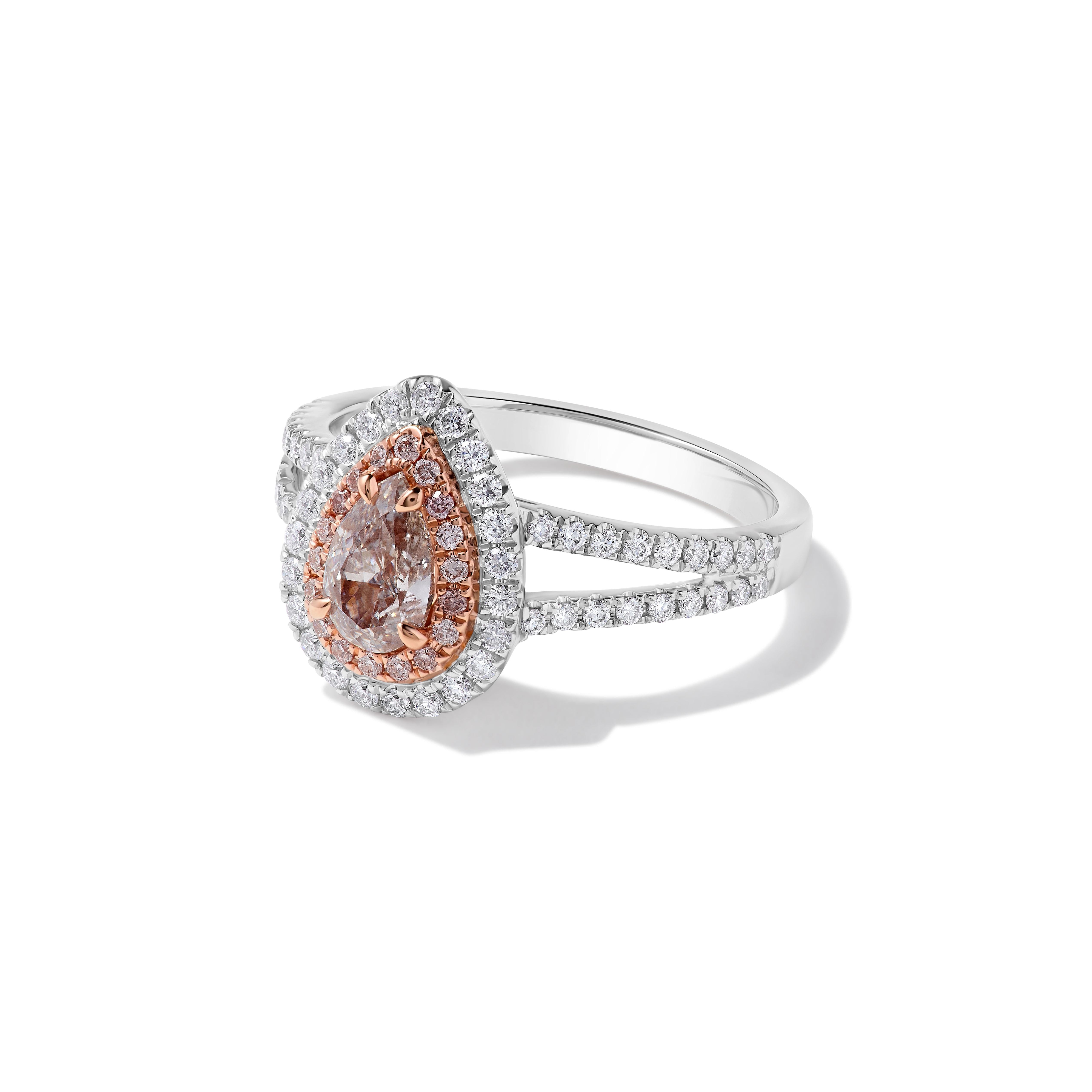 GIA Certified Natural Pink Pear Diamond 1.17 Carat TW Gold Cocktail Ring