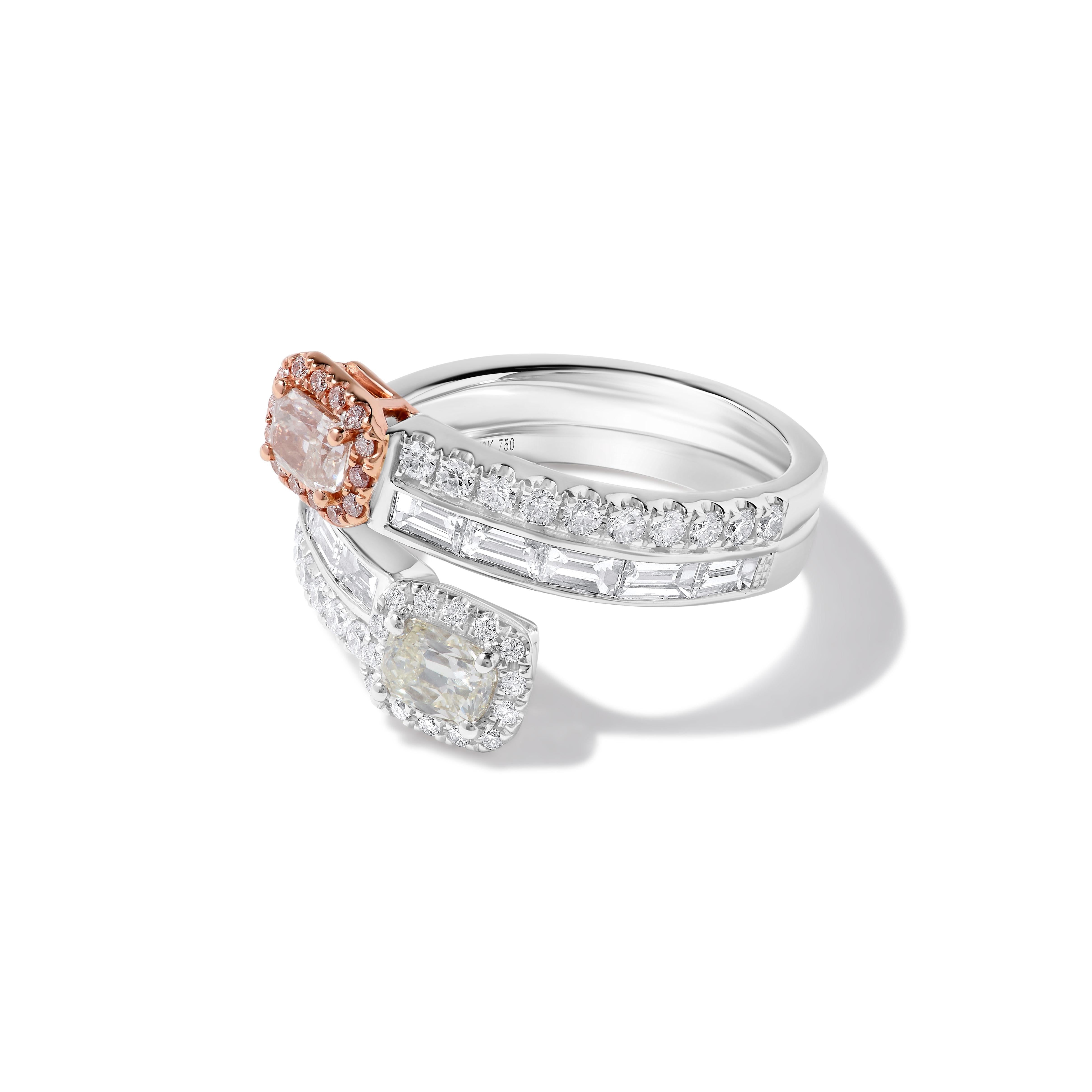 GIA Certified Natural Pink Radiant Diamond 2.05 Carat TW Gold Cocktail Ring