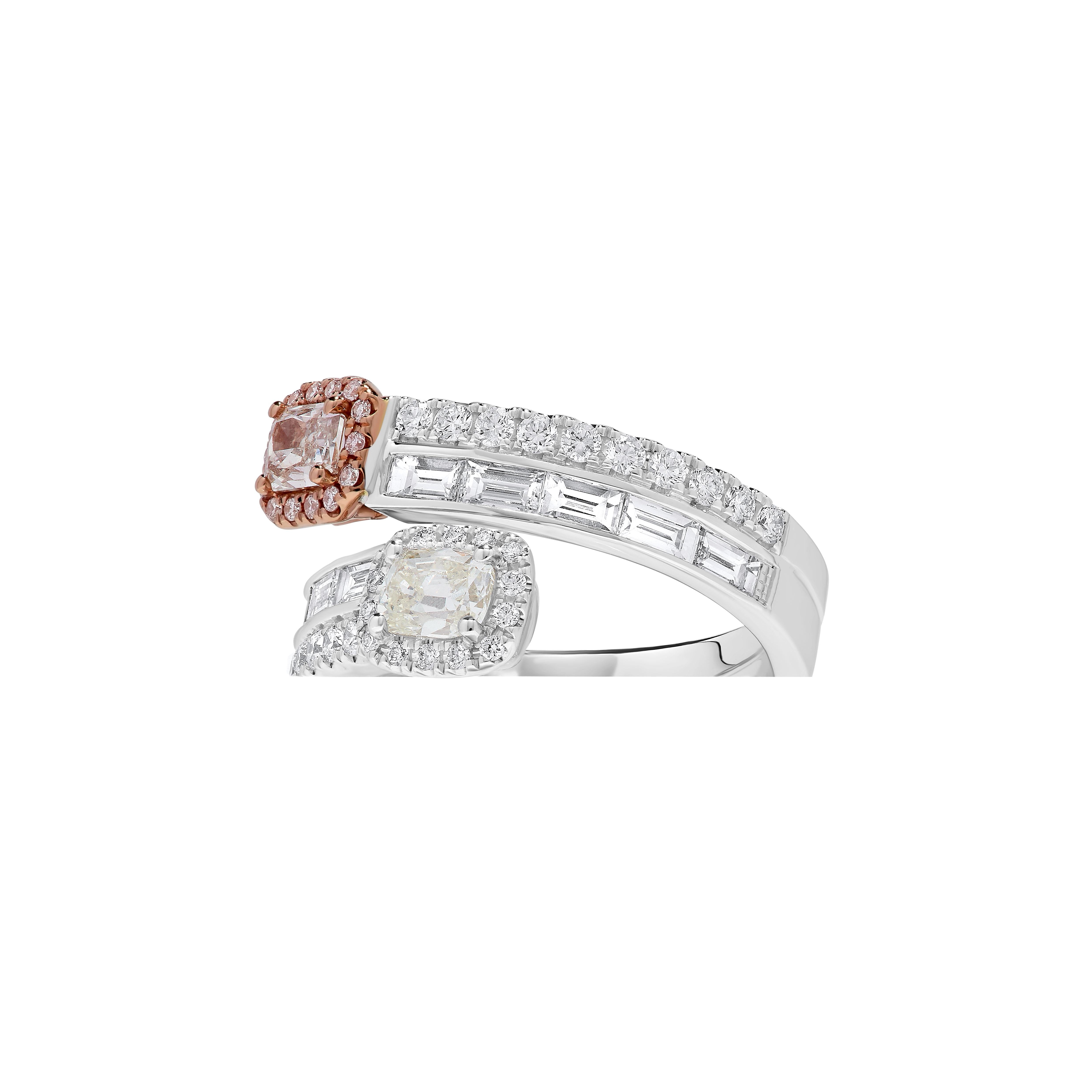 GIA Certified Natural Pink Radiant Diamond 2.05 Carat TW Gold Cocktail Ring