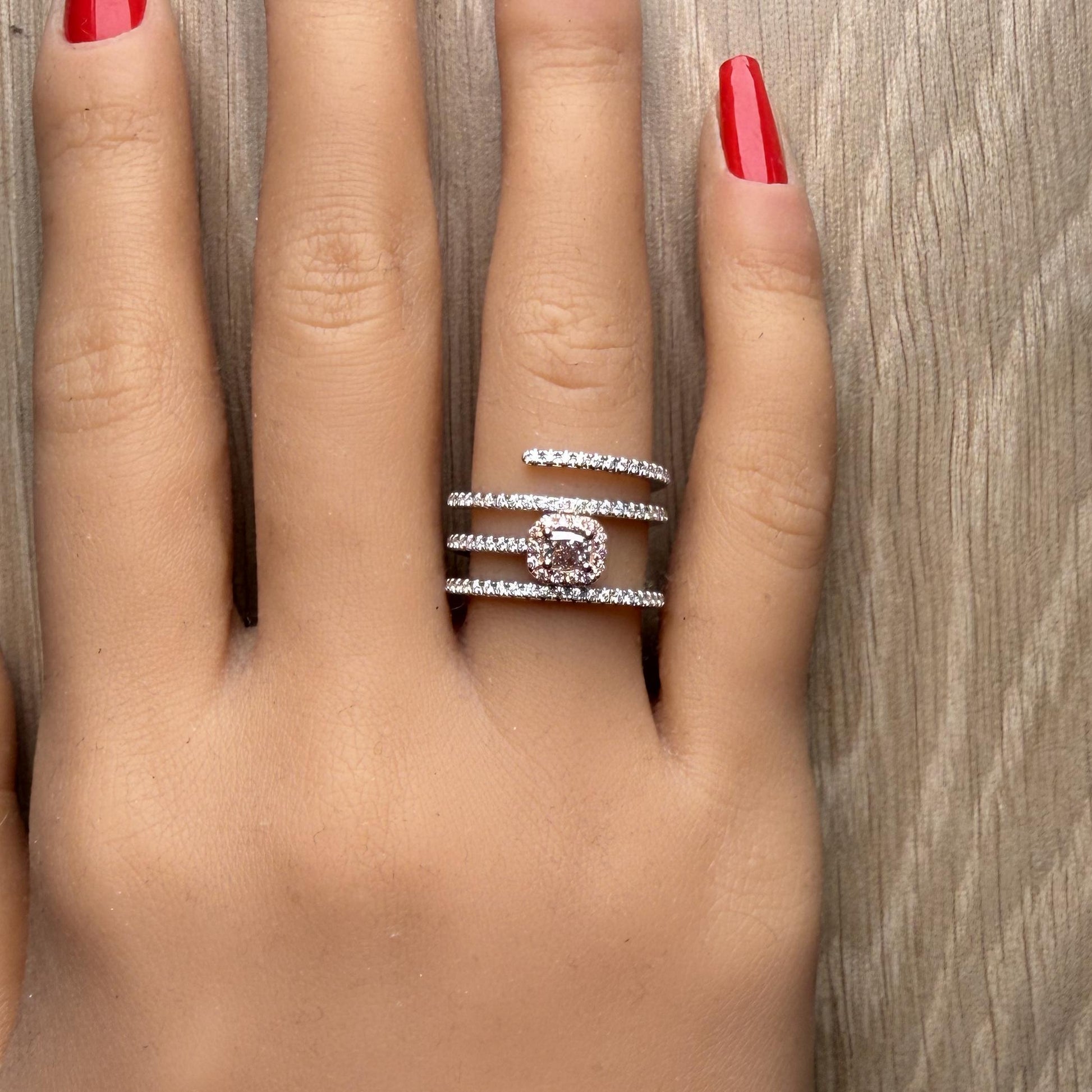 GIA Certified Fancy Pinkish Brown Cushion Diamond 1.20 Carat TW Cocktail Ring