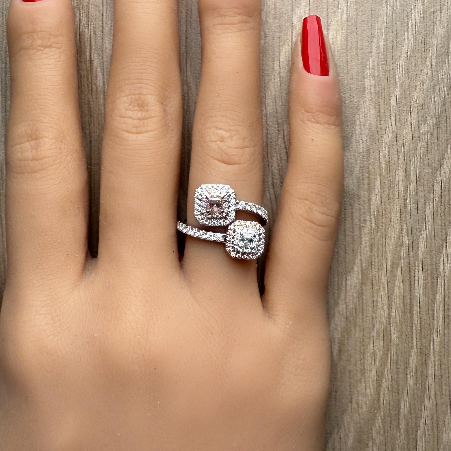 GIA Certified Natural Fancy Brown-Pink Asscher Diamond 1.10 Carat TW Gold Ring