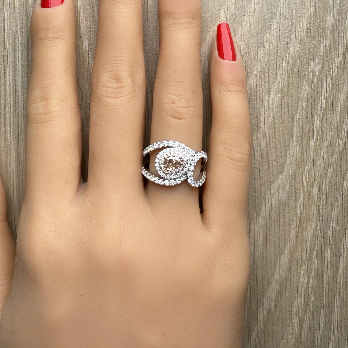 GIA Certified Natural Fancy Brown Pear Diamond 1.47 Carat TW Gold Ring