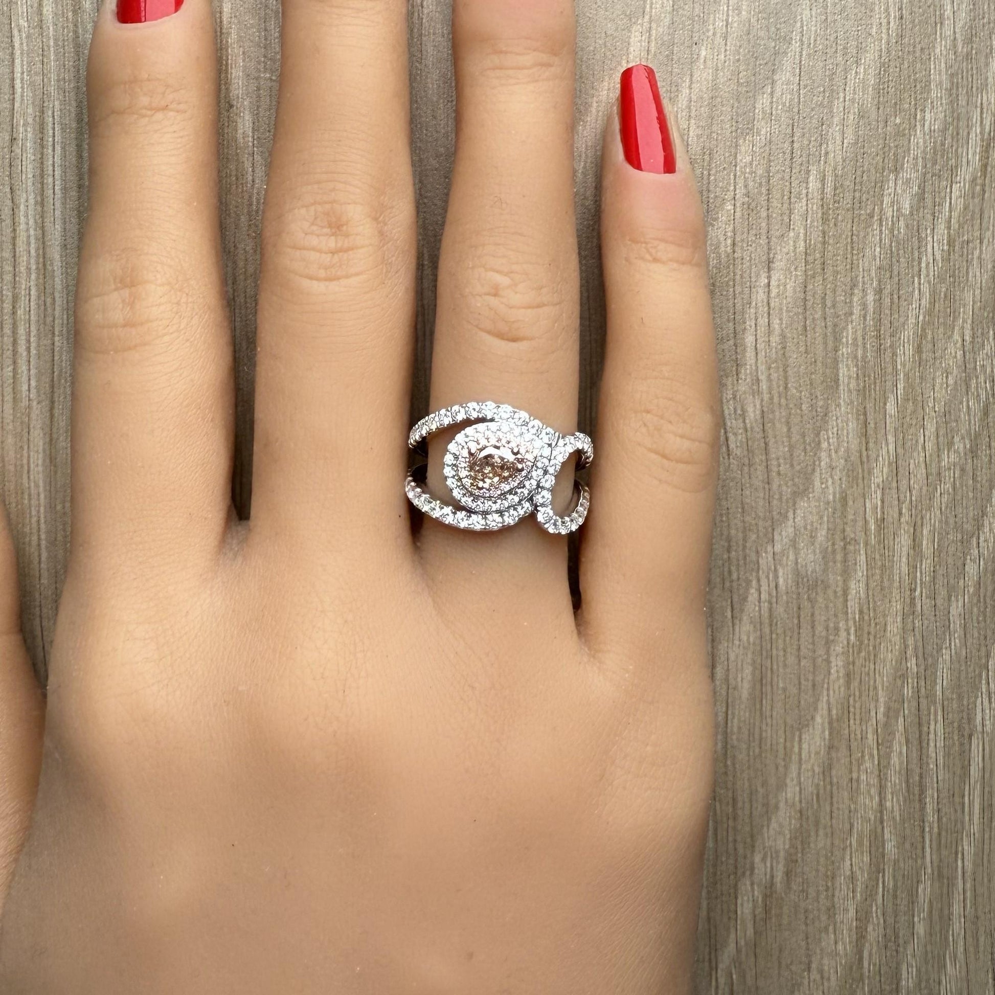 GIA Certified Natural Fancy Brown Pear Diamond 1.47 Carat TW Gold Ring