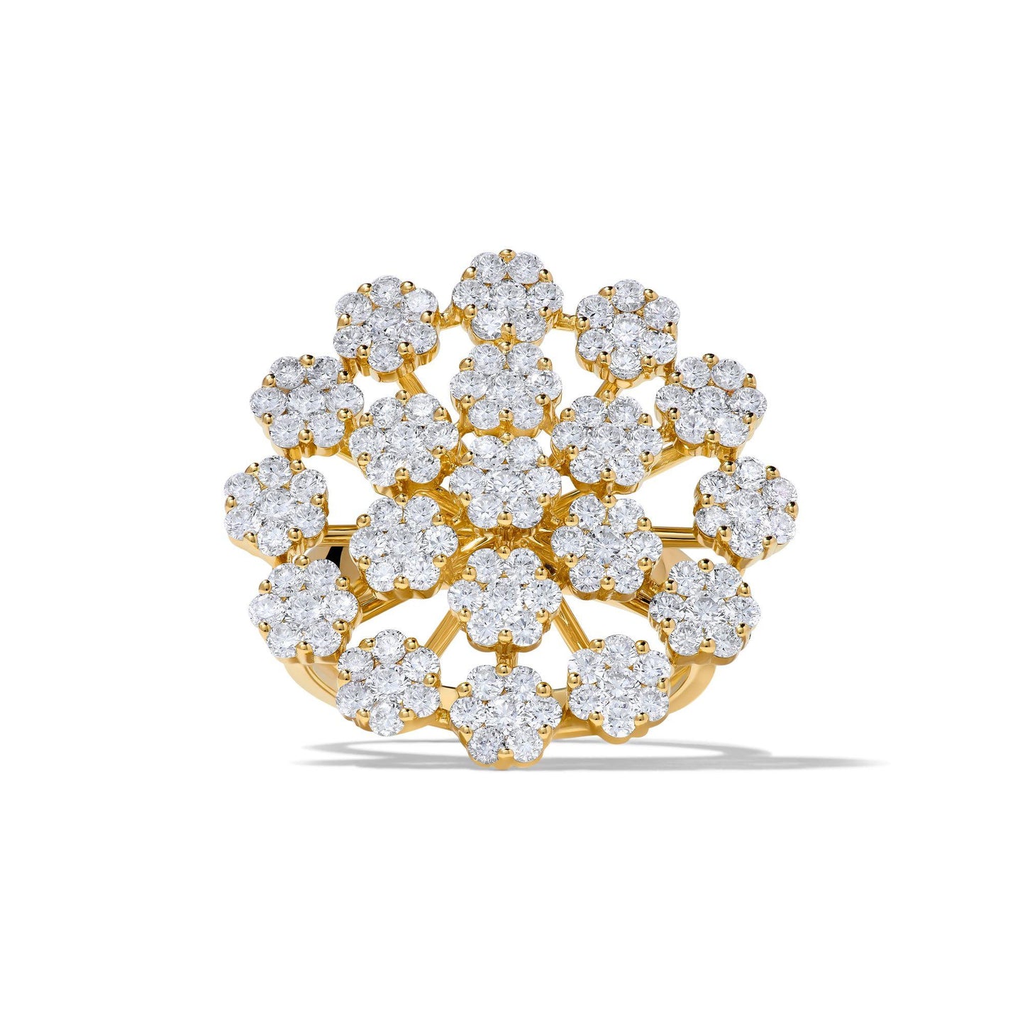 Natural White Round Diamond 2.75 Carat TW Yellow Gold Cocktail Ring