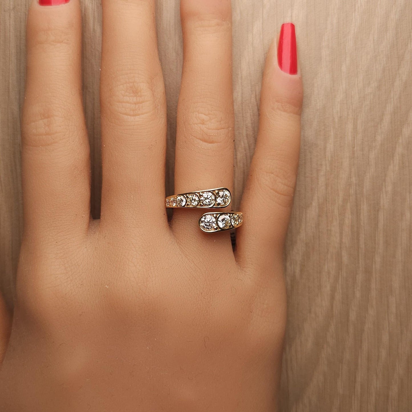 Natural White Round Diamond 1.47 Carat TW Yellow Gold Cocktail Band