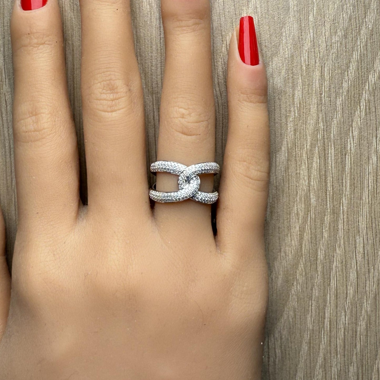 Natural White Round Diamond 0.61 Carat TW White Gold Cocktail Ring