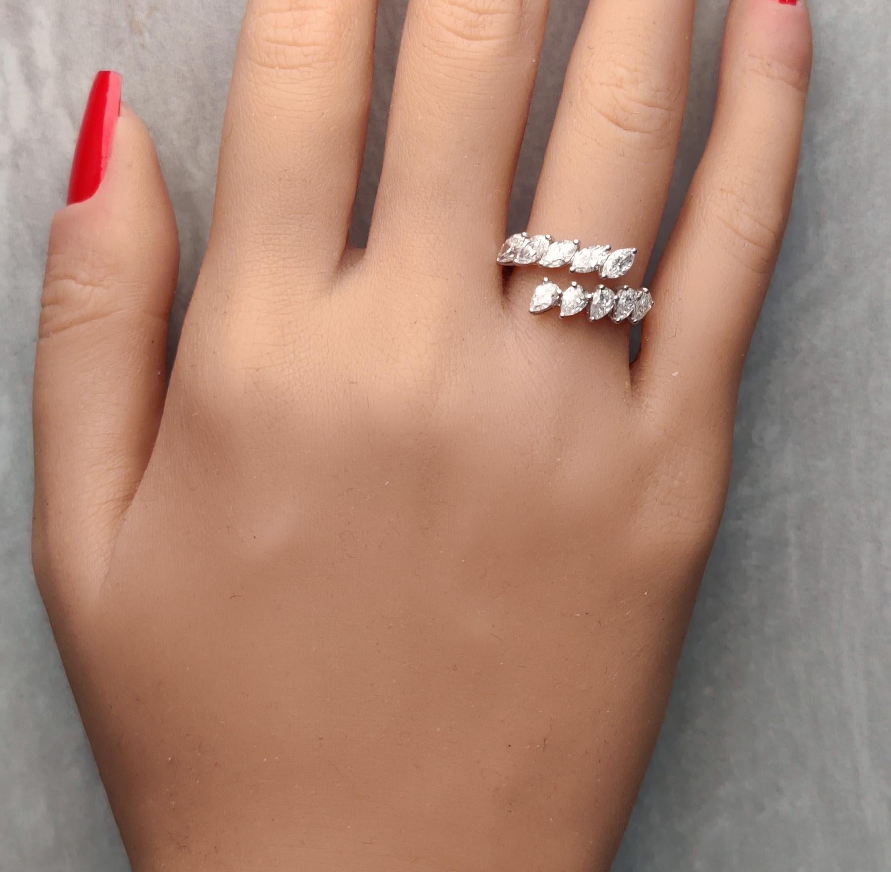 Natural White Marquise Diamond 1.65 Carat TW White Gold Cocktail Band