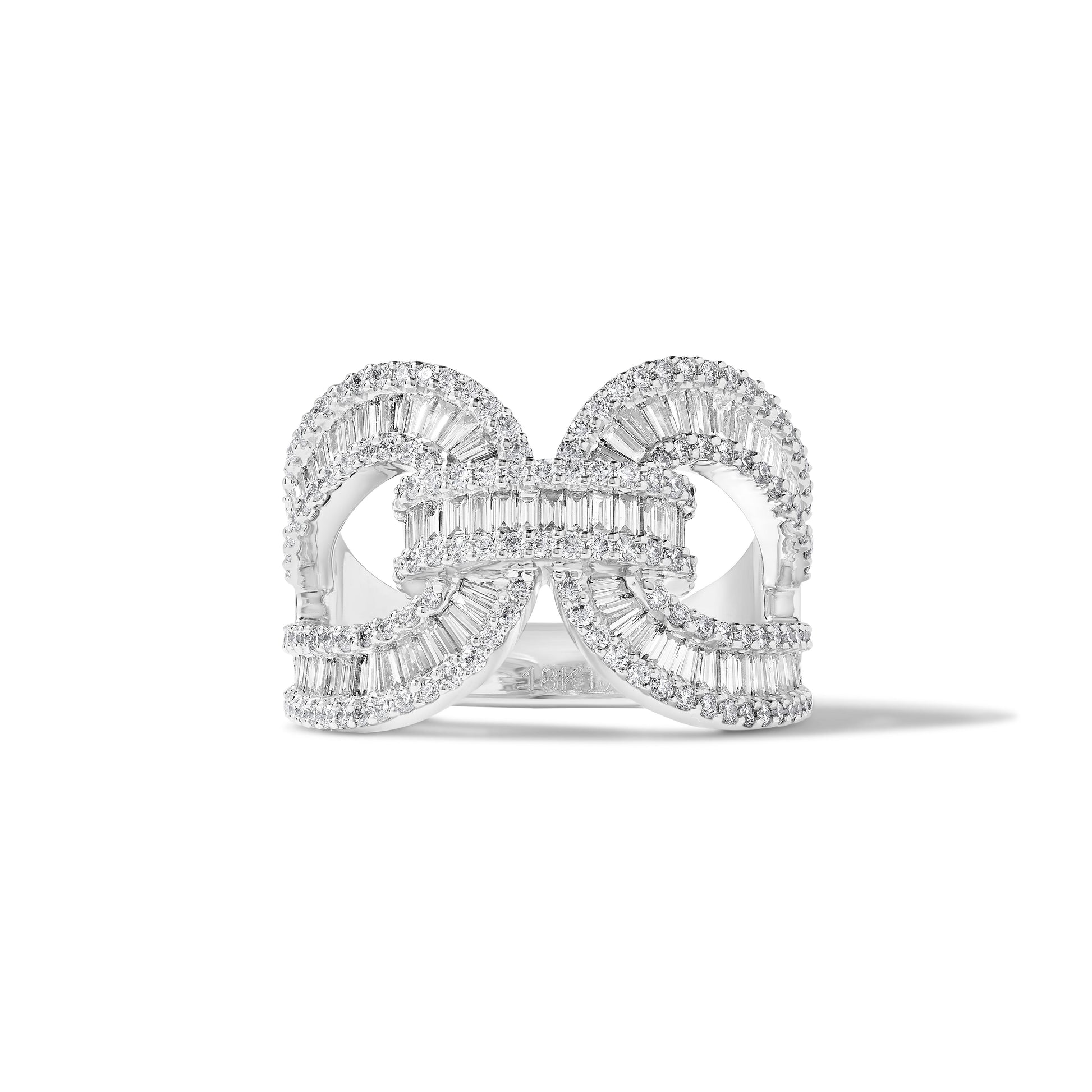 Natural White Baguette Diamond 1.80 Carat TW White Gold Band