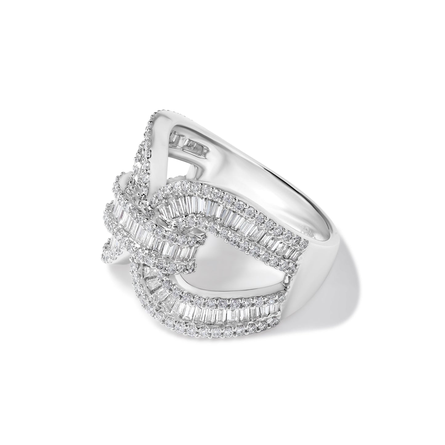 Natural White Baguette Diamond 1.80 Carat TW White Gold Band