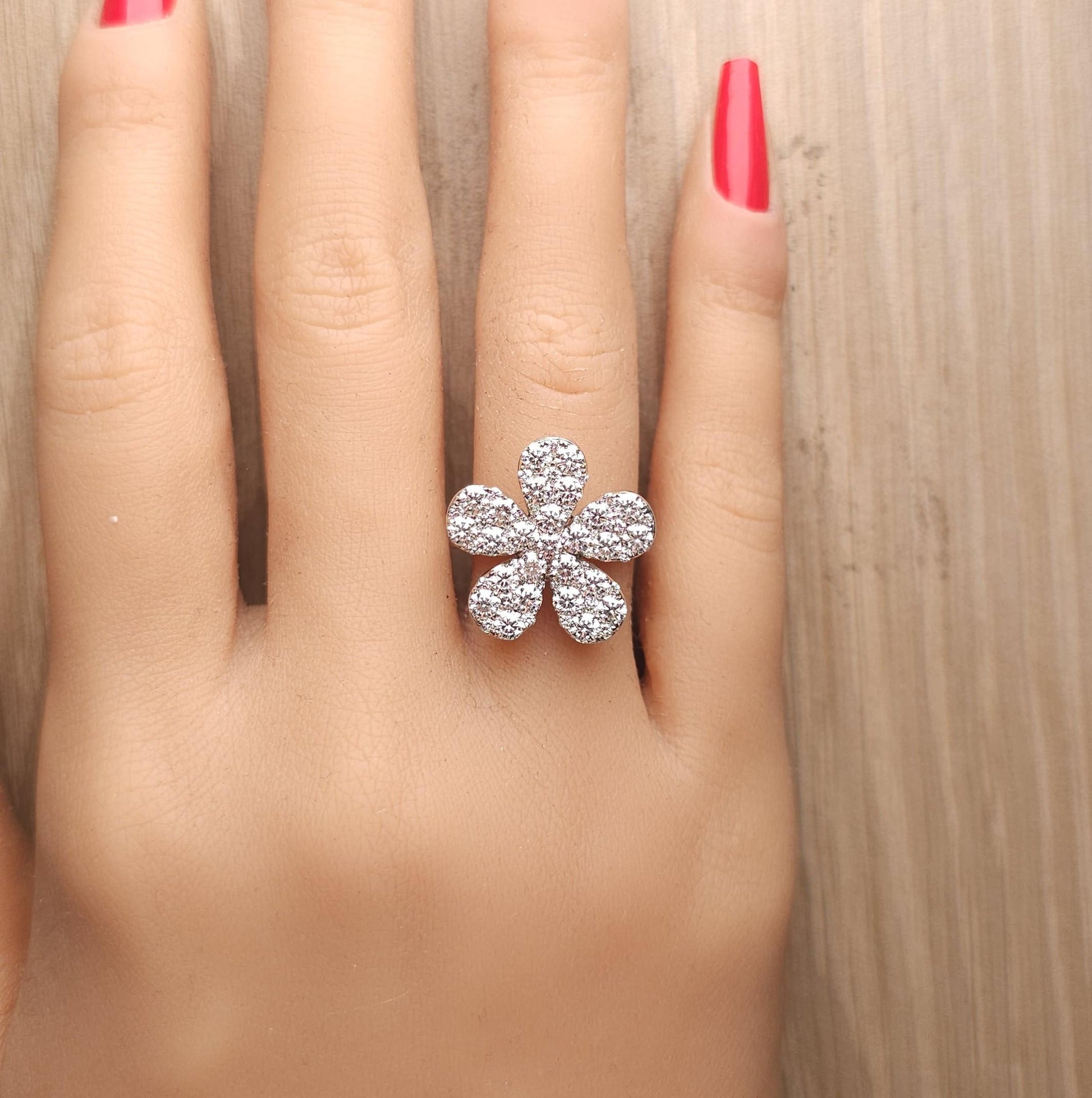 Natural White Round Diamond 2.35 Carat TW White Gold Cocktail Ring
