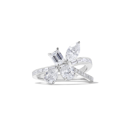 Natural White Mix Diamond 2.46 Carat TW White Gold Cocktail Ring