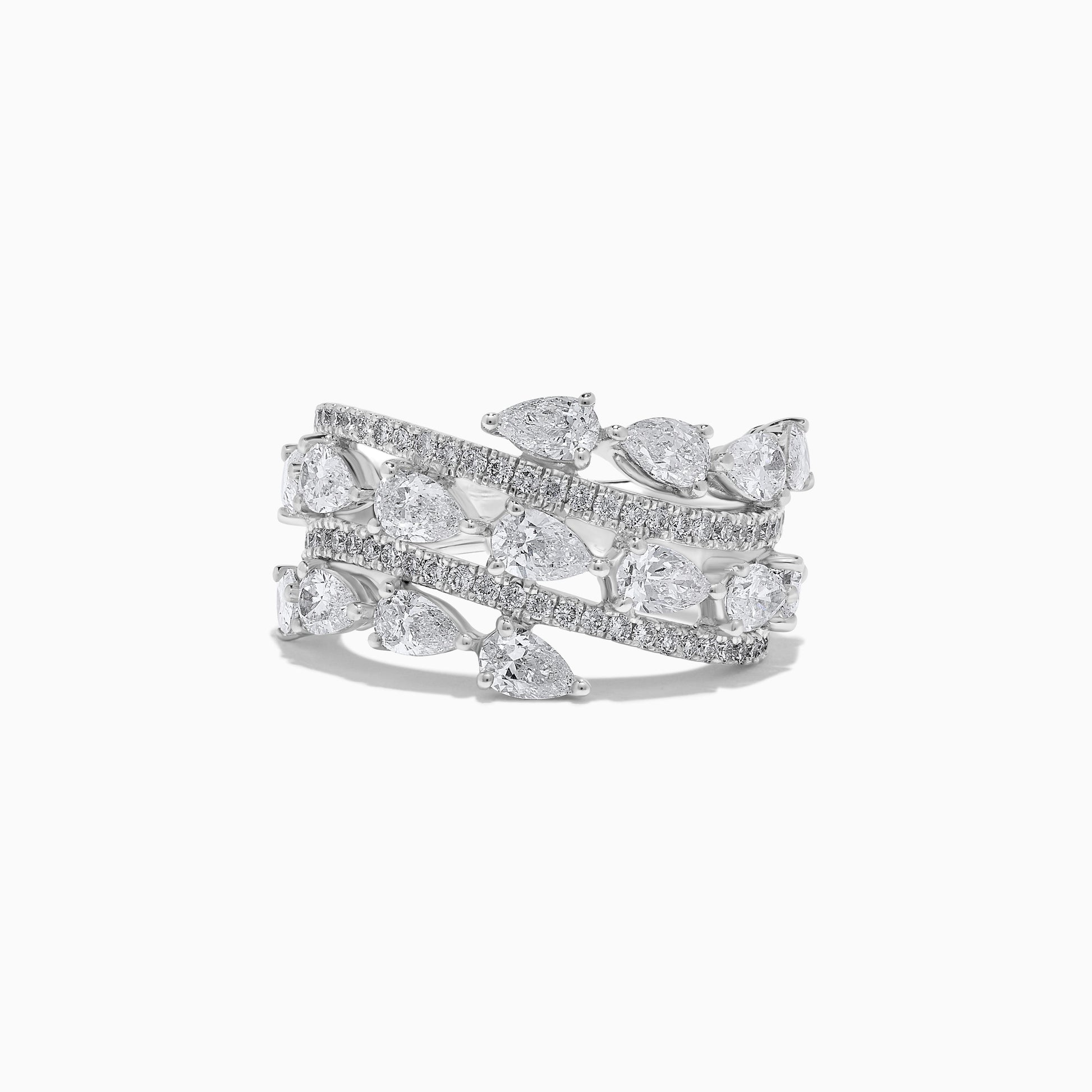 Natural White Pear Diamond 2.82 Carat TW White Gold Cocktail Ring